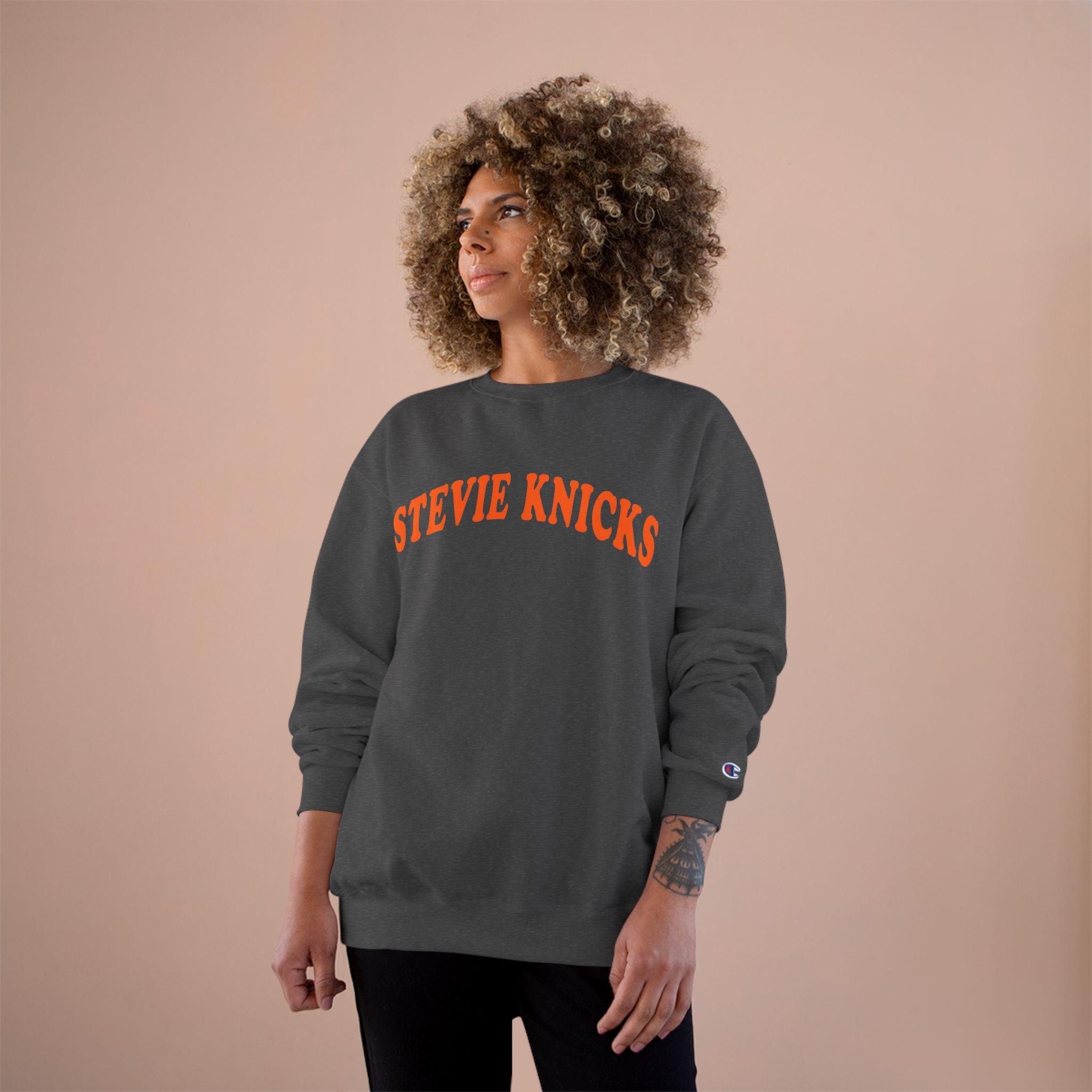 Stevie Knicks Champion Crewneck Sweatshirt | Viral NBA Knicks Swiftie Squad Sweatshirt