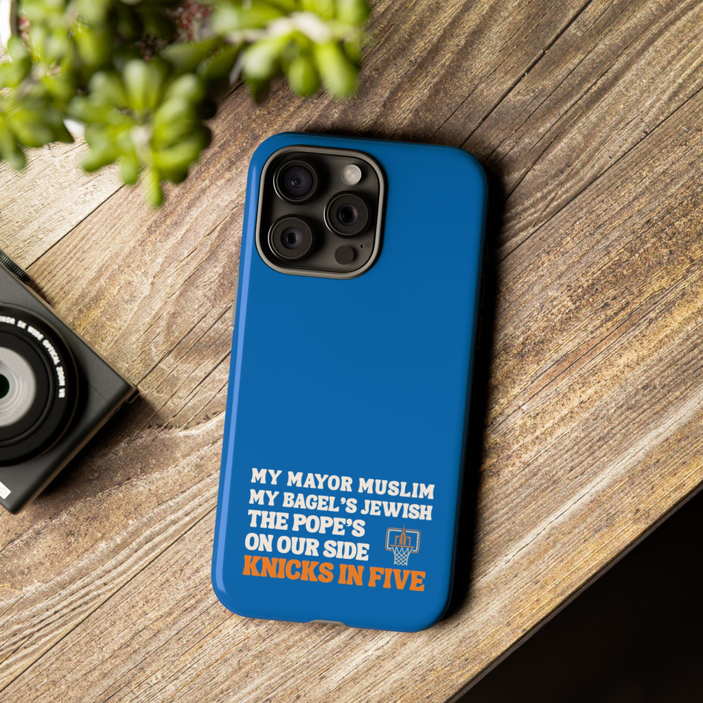 My Mayor Muslim Knicks In Five iPhone Case | My Bagel's Jewish The Pope's On Our Side NY Knicks 2026 Championship Funny Phone Cover