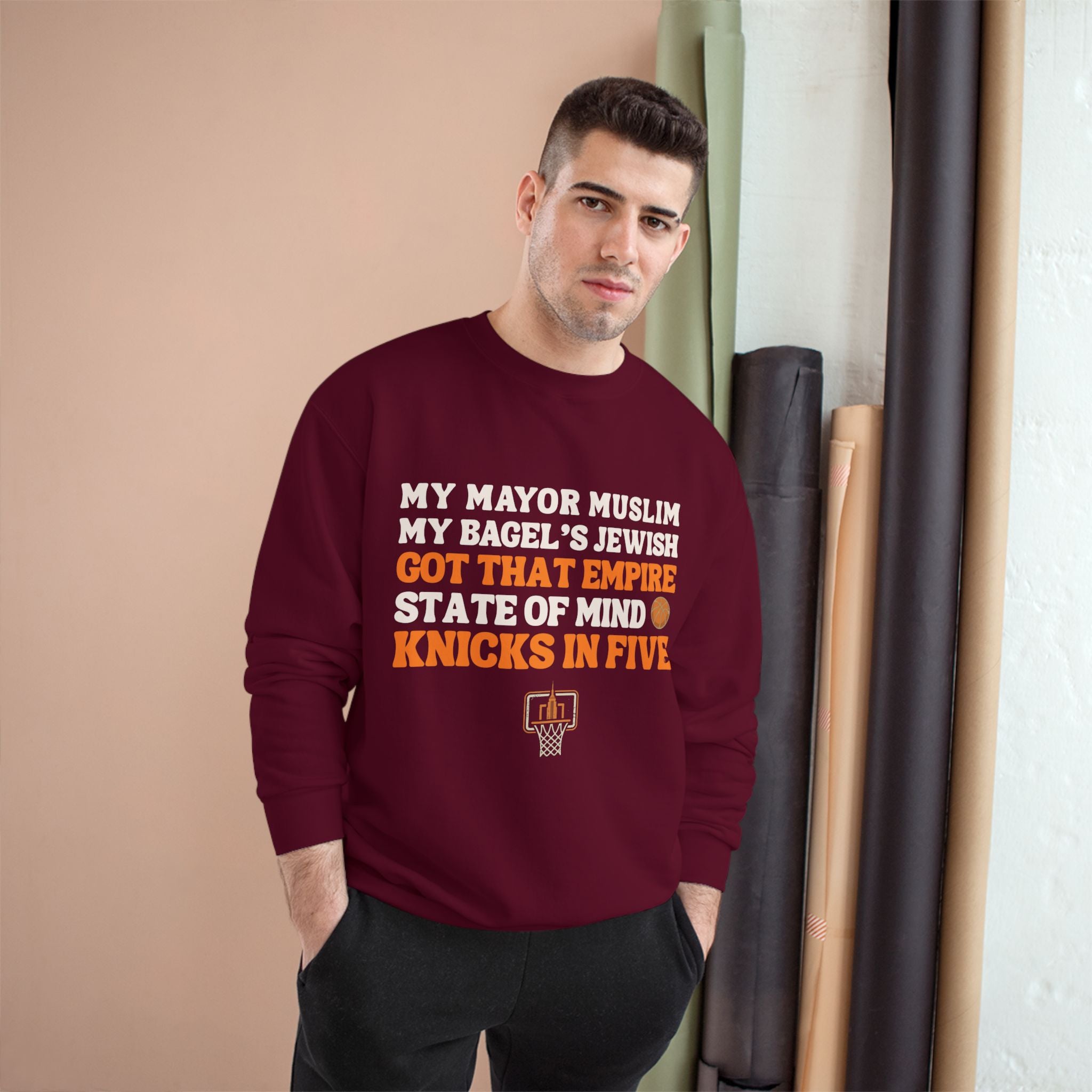 My Mayor Muslim Knicks In Five Champion Sweatshirt | NY Knicks Championship Fan Crewneck | Empire State of Mind Basketball Sweater Gift