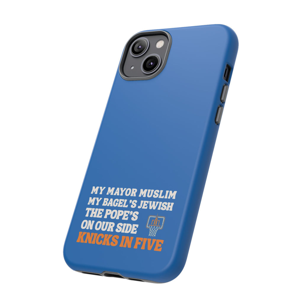 My Mayor Muslim Knicks In Five iPhone Case | My Bagel's Jewish The Pope's On Our Side NY Knicks 2026 Championship Funny Phone Cover