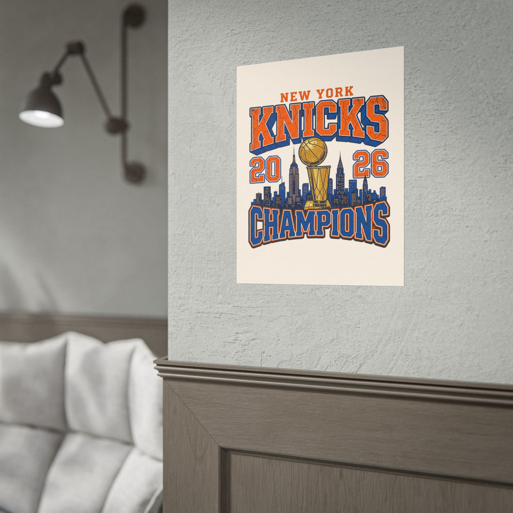 New York Knicks 2026 Champions Wall Art | Retro Skyline Poster