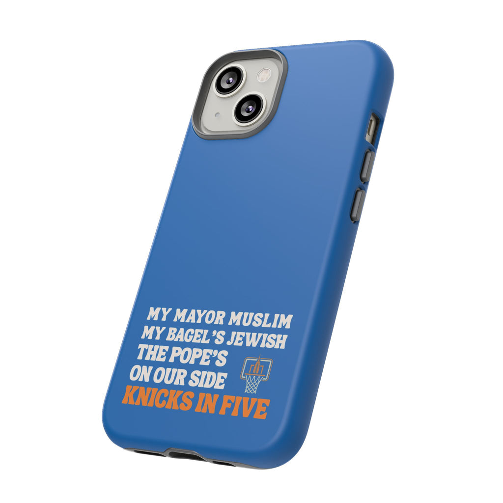 My Mayor Muslim Knicks In Five iPhone Case | My Bagel's Jewish The Pope's On Our Side NY Knicks 2026 Championship Funny Phone Cover
