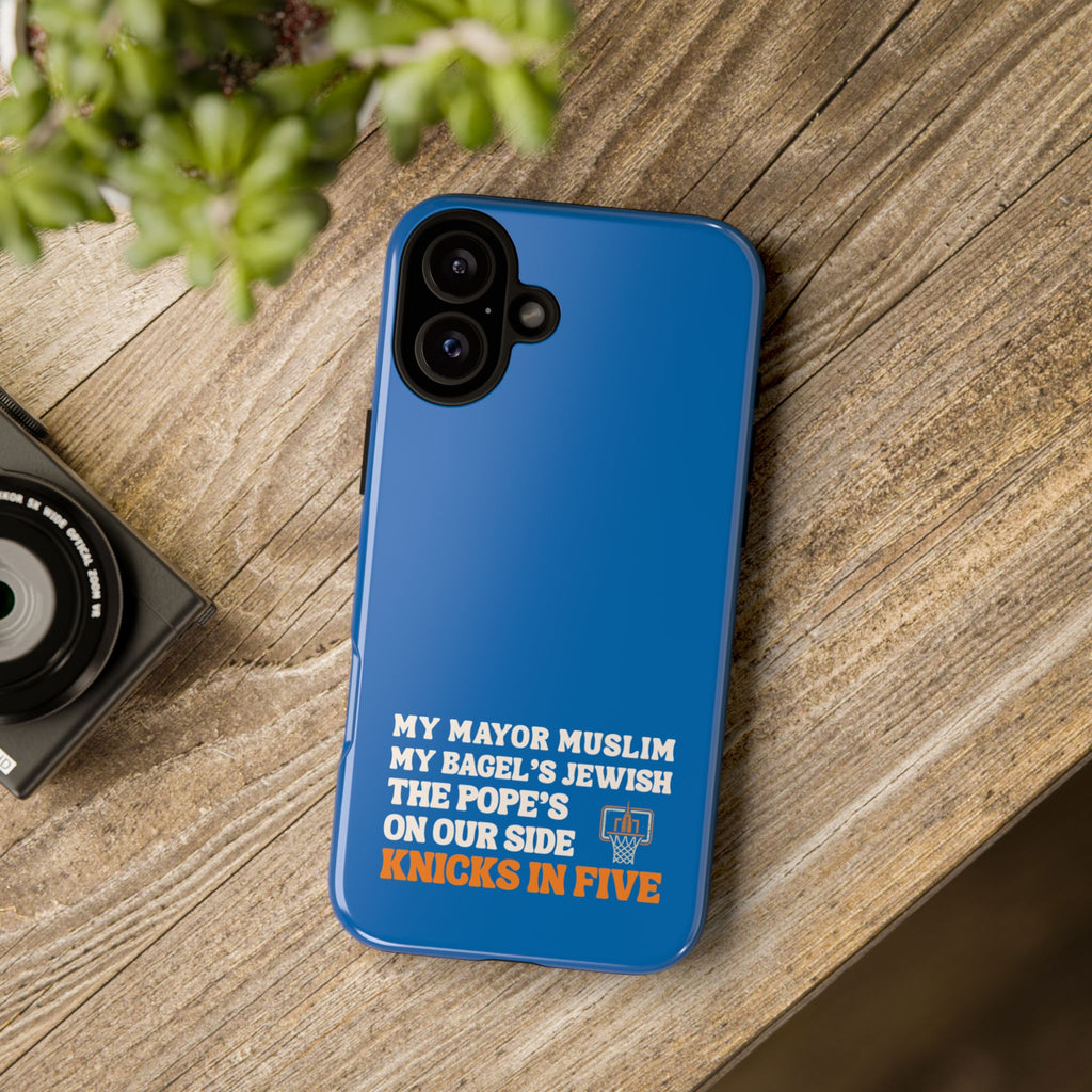 My Mayor Muslim Knicks In Five iPhone Case | My Bagel's Jewish The Pope's On Our Side NY Knicks 2026 Championship Funny Phone Cover