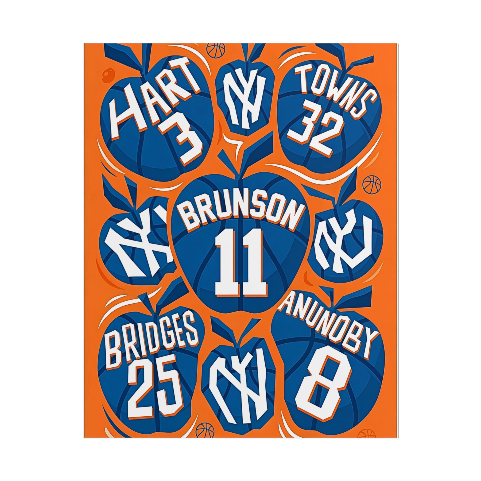 New York Knicks 2026 Championship Wall Art | Brunson and Team Retro Print