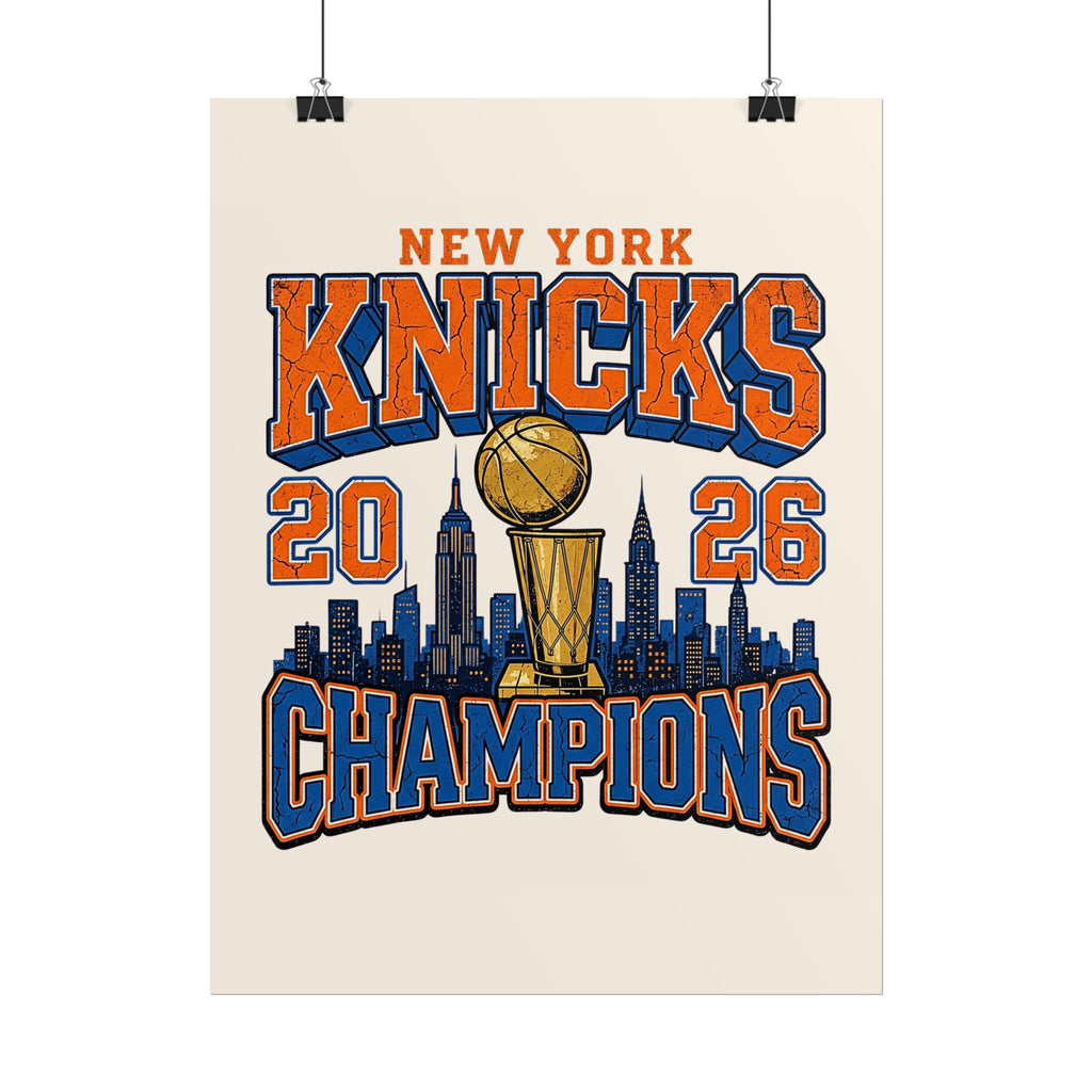 New York Knicks 2026 Champions Wall Art | Retro Skyline Poster