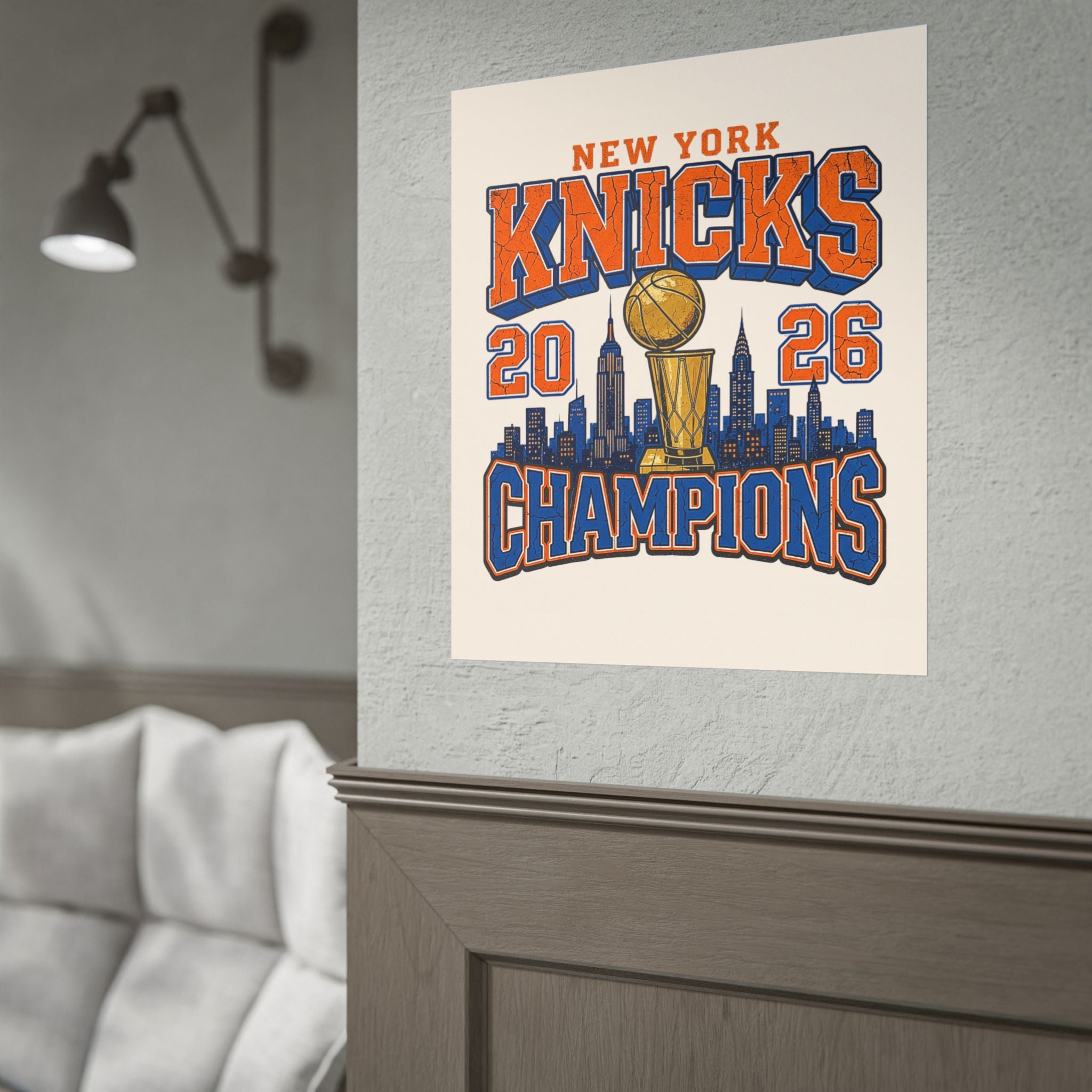 New York Knicks 2026 Champions Wall Art | Retro Skyline Poster