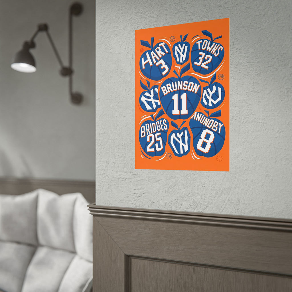 New York Knicks 2026 Championship Wall Art | Brunson and Team Retro Print