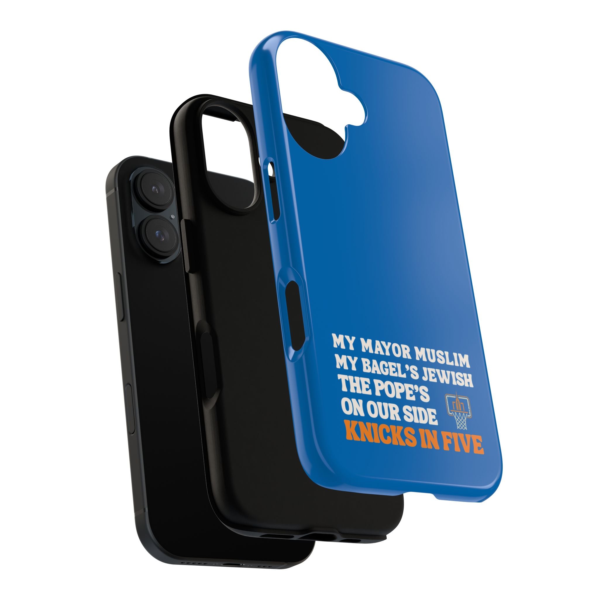 My Mayor Muslim Knicks In Five iPhone Case | My Bagel's Jewish The Pope's On Our Side NY Knicks 2026 Championship Funny Phone Cover