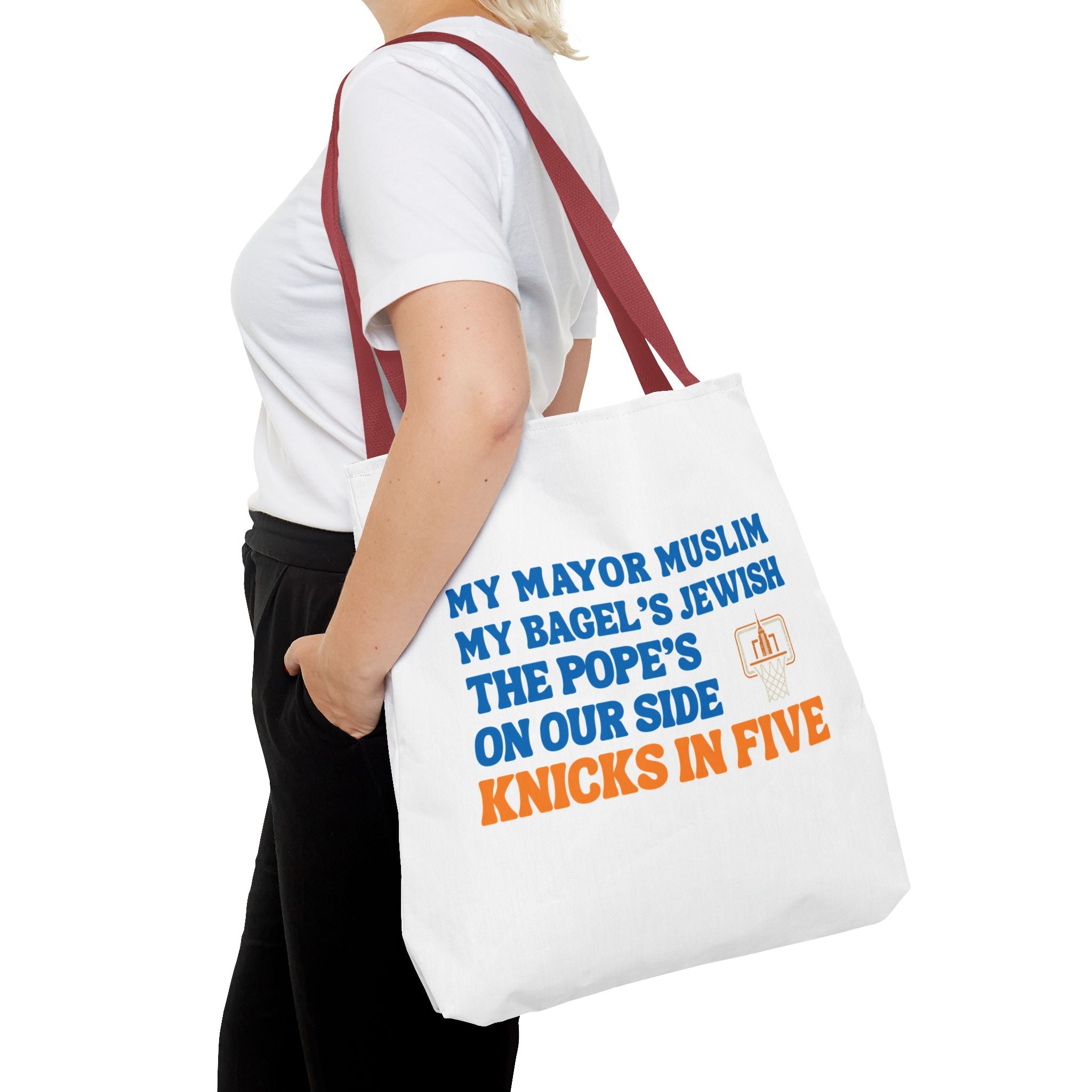 My Mayor Is Muslim My Bagel's Jewish The Pope Is On Our Side Knicks In Five Totebag | Knicks NBA Champions 2026 | New York City Parade