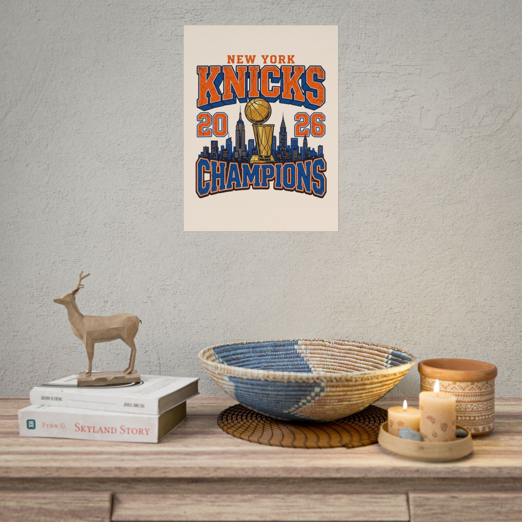 New York Knicks 2026 Champions Wall Art | Retro Skyline Poster