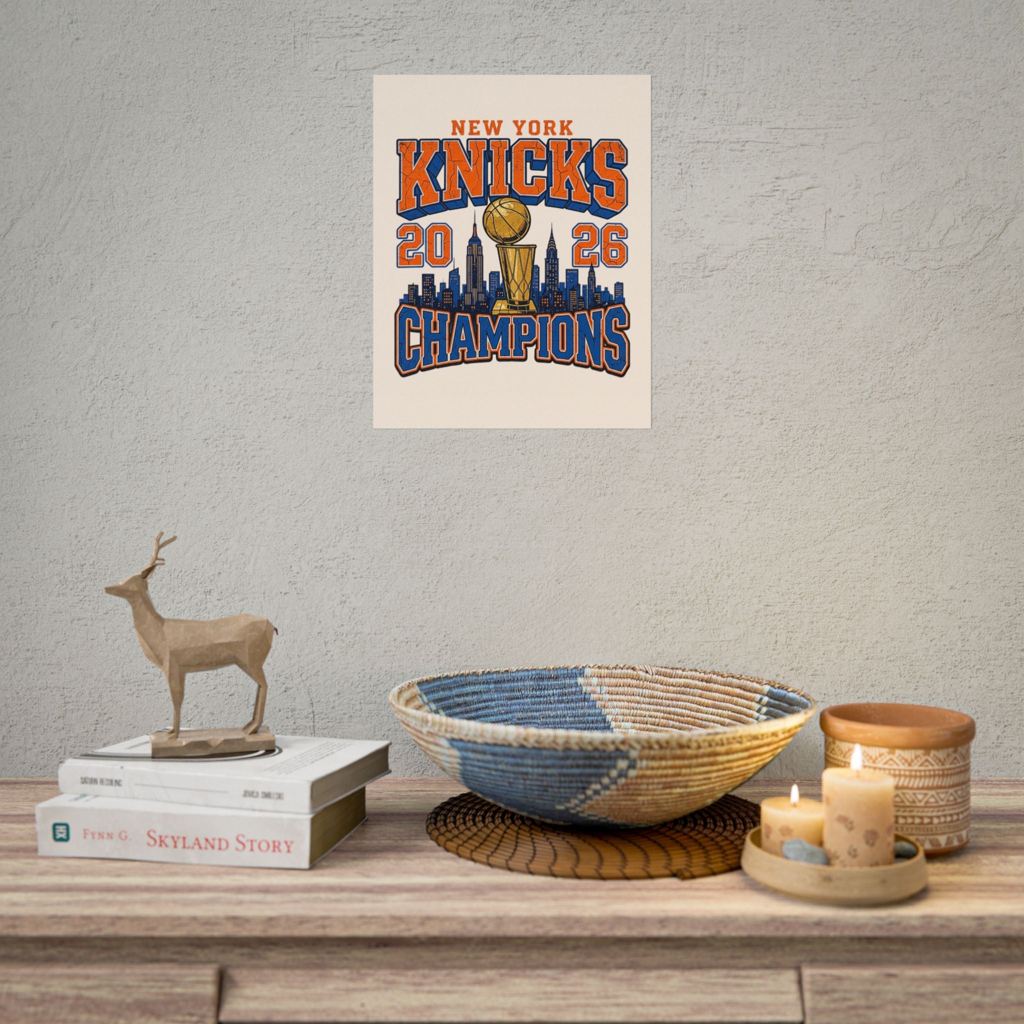 New York Knicks 2026 Champions Wall Art | Retro Skyline Poster