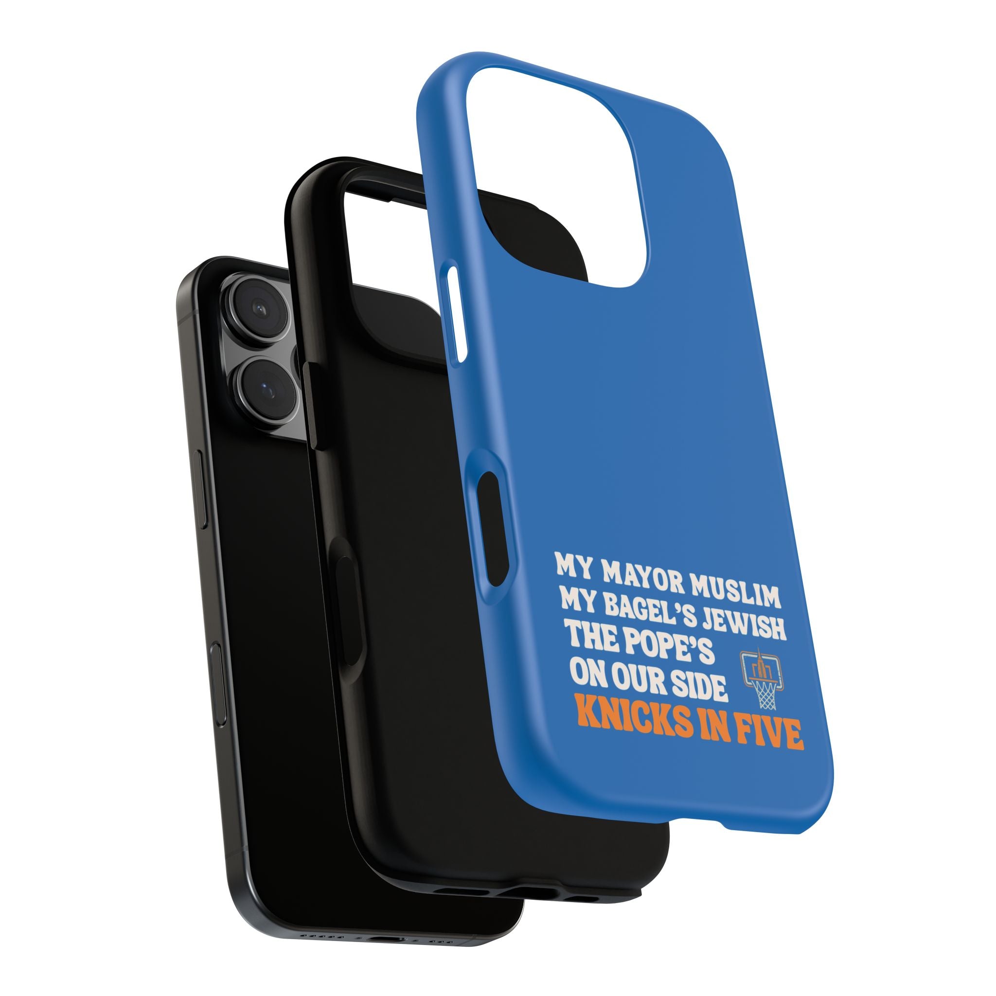 My Mayor Muslim Knicks In Five iPhone Case | My Bagel's Jewish The Pope's On Our Side NY Knicks 2026 Championship Funny Phone Cover
