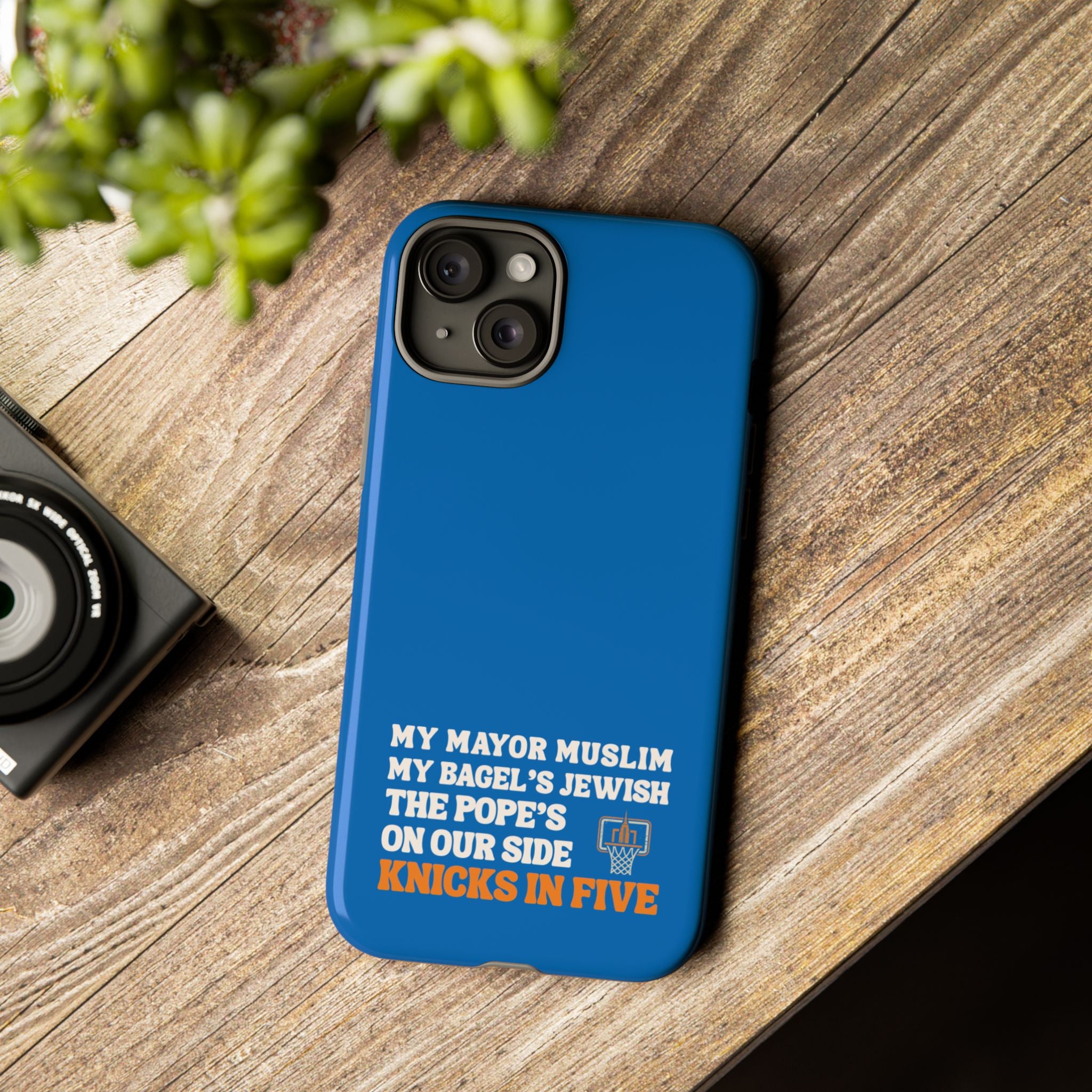 My Mayor Muslim Knicks In Five iPhone Case | My Bagel's Jewish The Pope's On Our Side NY Knicks 2026 Championship Funny Phone Cover