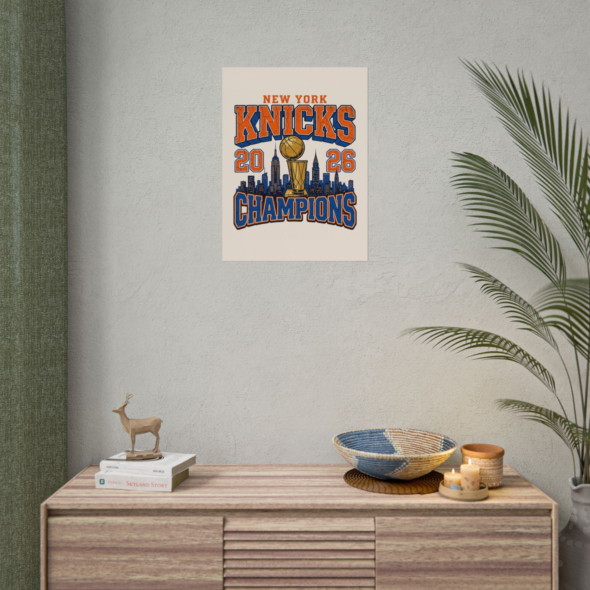 New York Knicks 2026 Champions Wall Art | Retro Skyline Poster