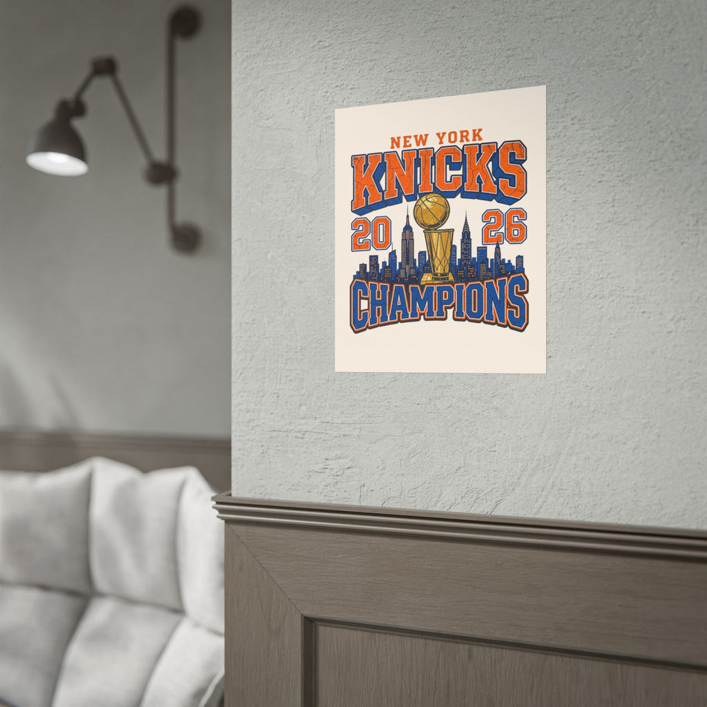 New York Knicks 2026 Champions Wall Art | Retro Skyline Poster