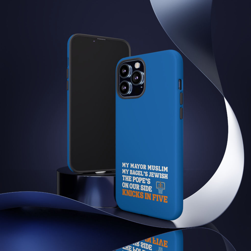My Mayor Muslim Knicks In Five iPhone Case | My Bagel's Jewish The Pope's On Our Side NY Knicks 2026 Championship Funny Phone Cover