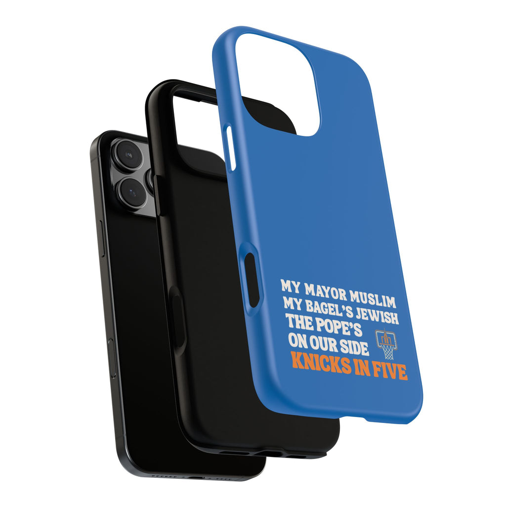 My Mayor Muslim Knicks In Five iPhone Case | My Bagel's Jewish The Pope's On Our Side NY Knicks 2026 Championship Funny Phone Cover