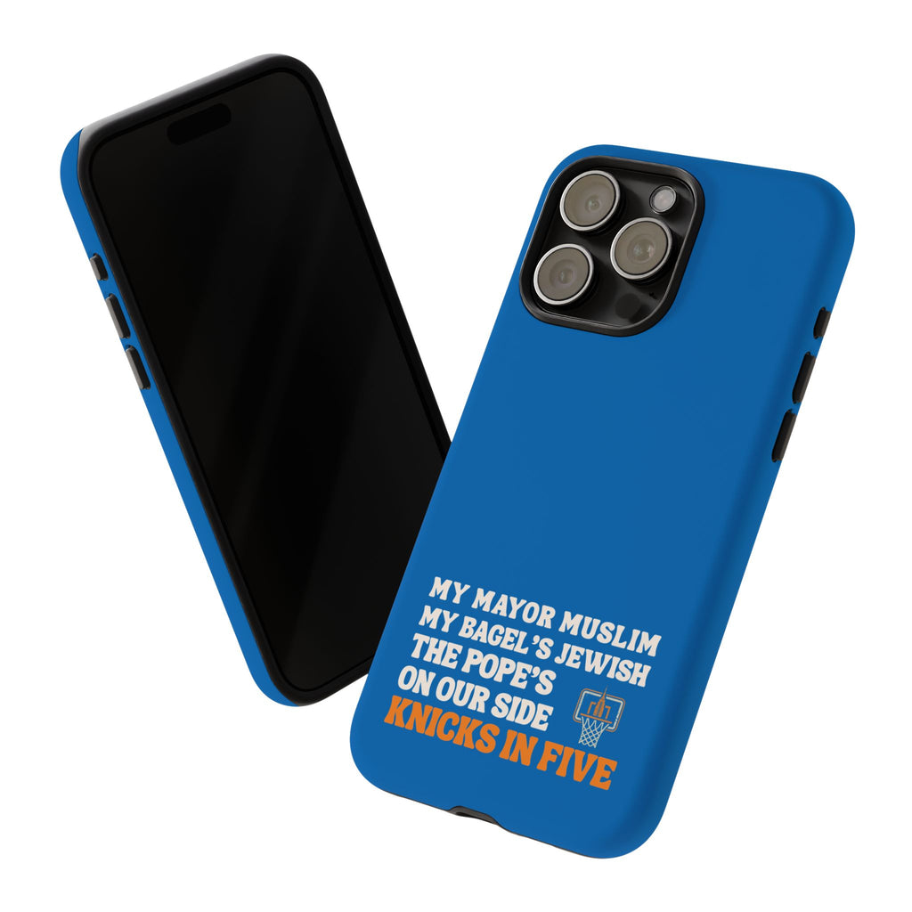 My Mayor Muslim Knicks In Five iPhone Case | My Bagel's Jewish The Pope's On Our Side NY Knicks 2026 Championship Funny Phone Cover