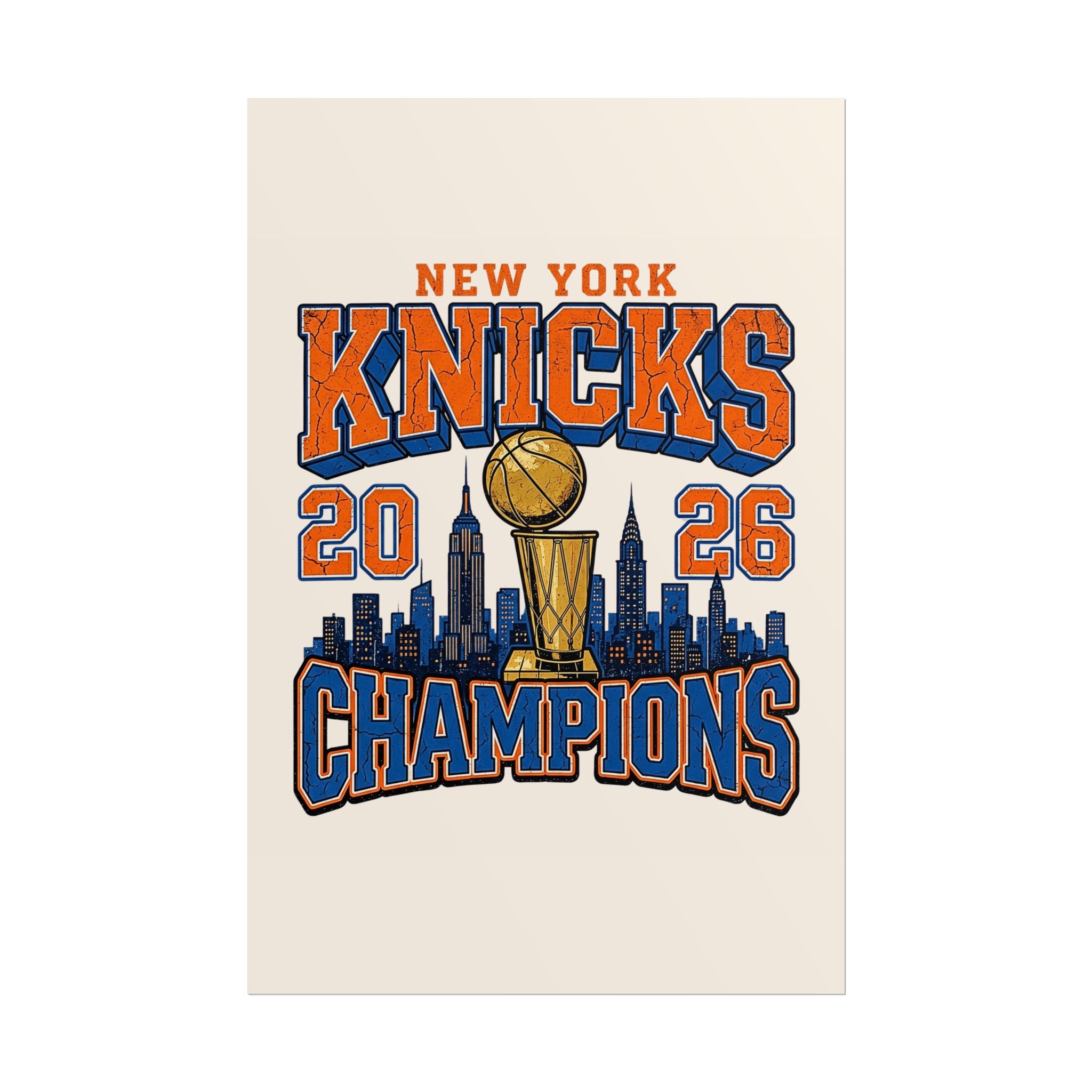 New York Knicks 2026 Champions Wall Art | Retro Skyline Poster