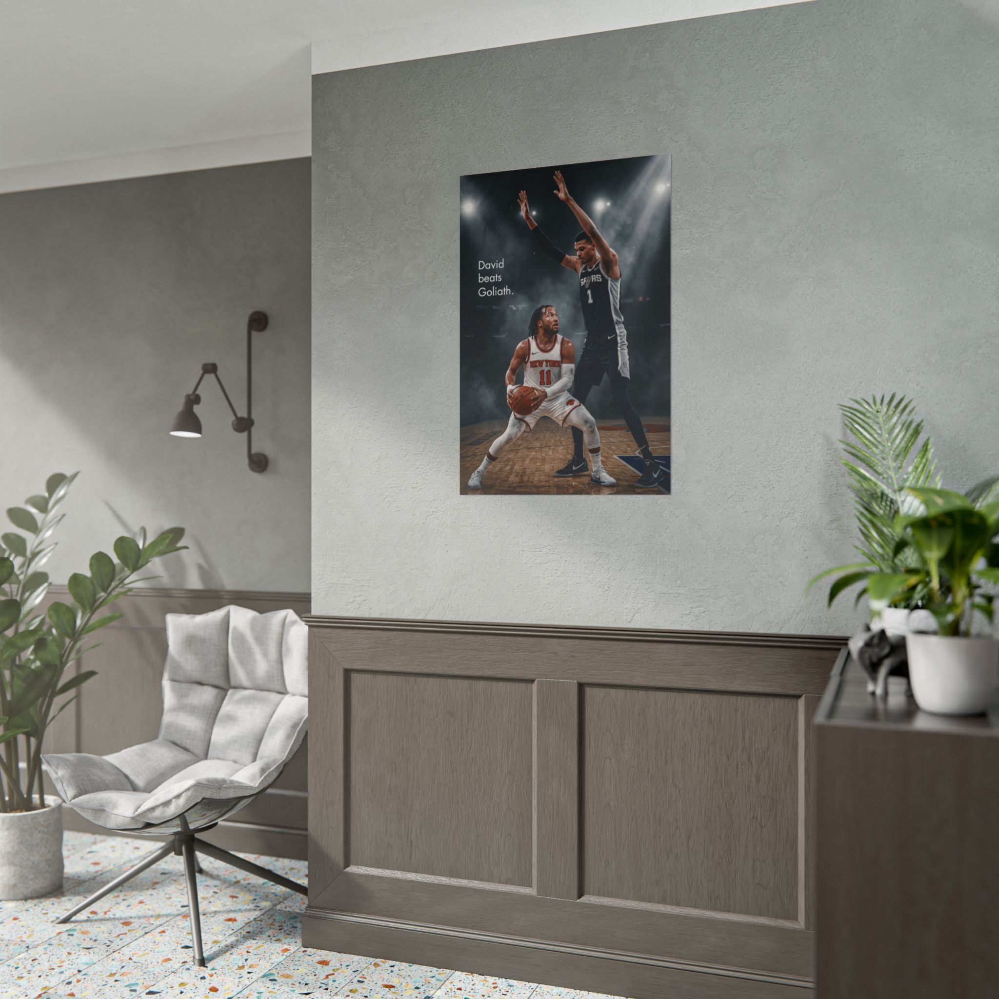 Knicks David Beats Goliath Poster | Jalen Brunson Wall Art