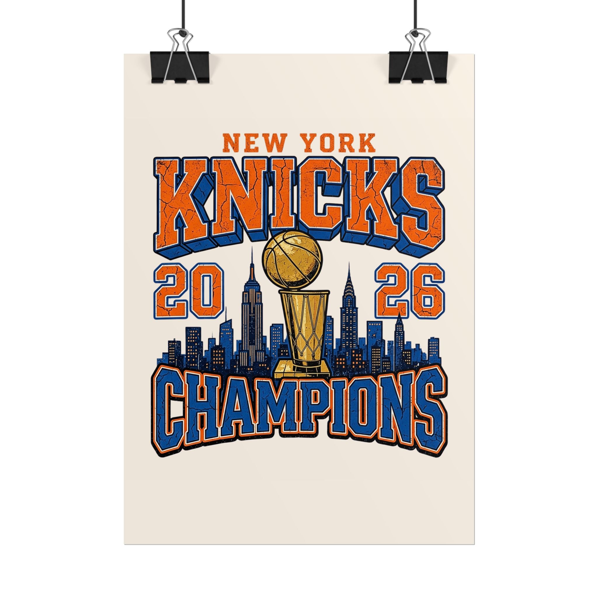 New York Knicks 2026 Champions Wall Art | Retro Skyline Poster