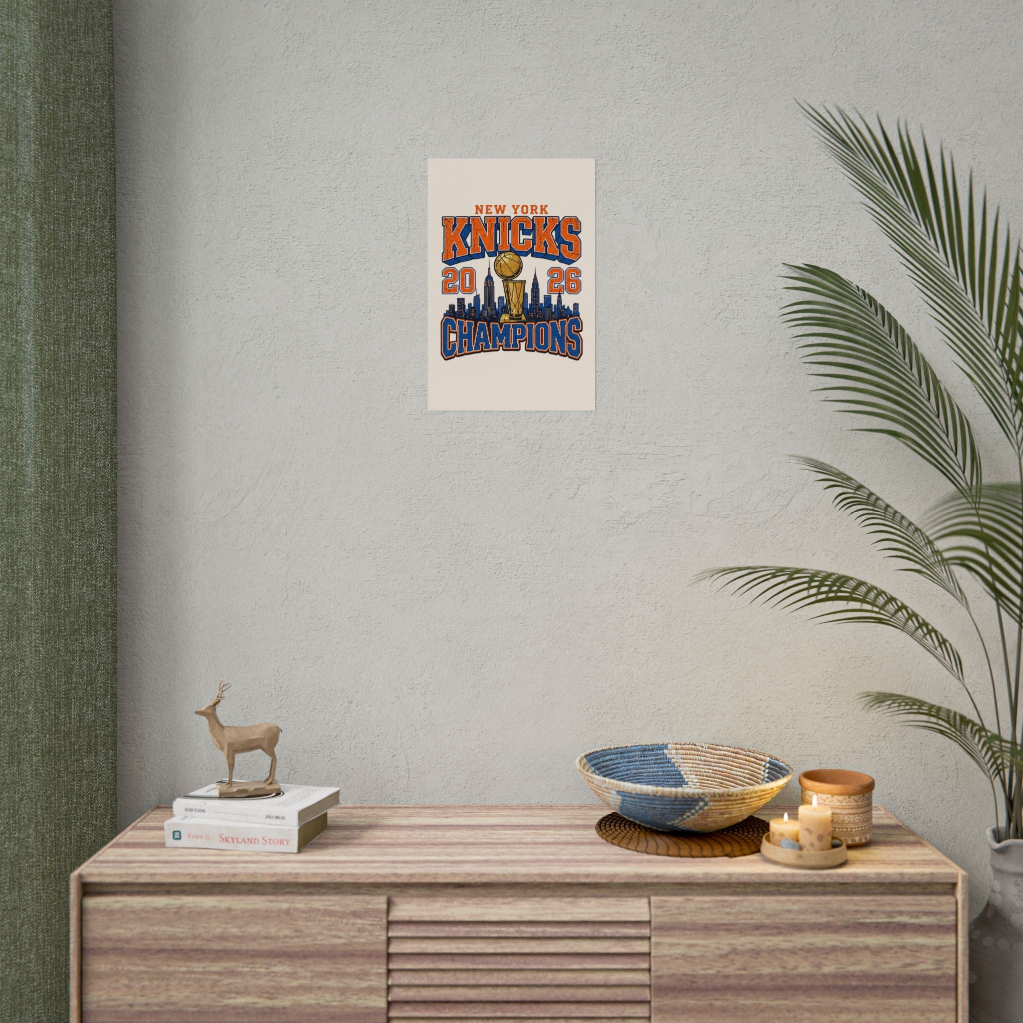 New York Knicks 2026 Champions Wall Art | Retro Skyline Poster