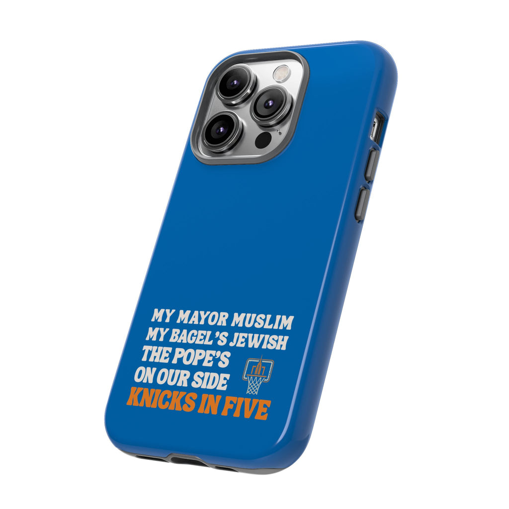 My Mayor Muslim Knicks In Five iPhone Case | My Bagel's Jewish The Pope's On Our Side NY Knicks 2026 Championship Funny Phone Cover