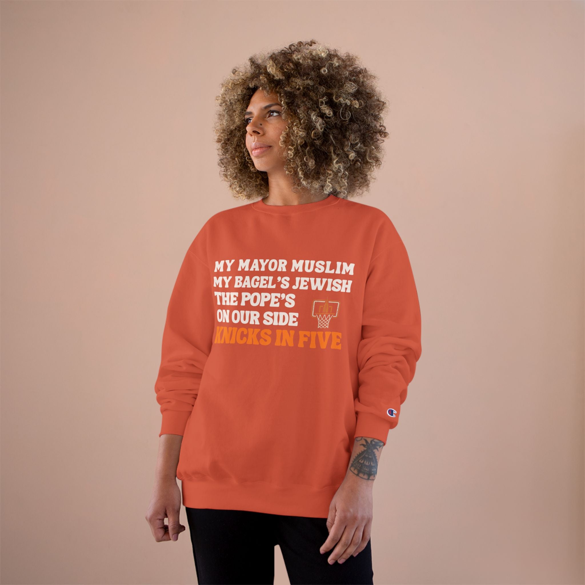 My Mayor Is Muslim My Bagel's Jewish The Pope Is On Our Side Knicks In Five Sweatshirt | Knicks NBA Champions 2026 | New York City Parade