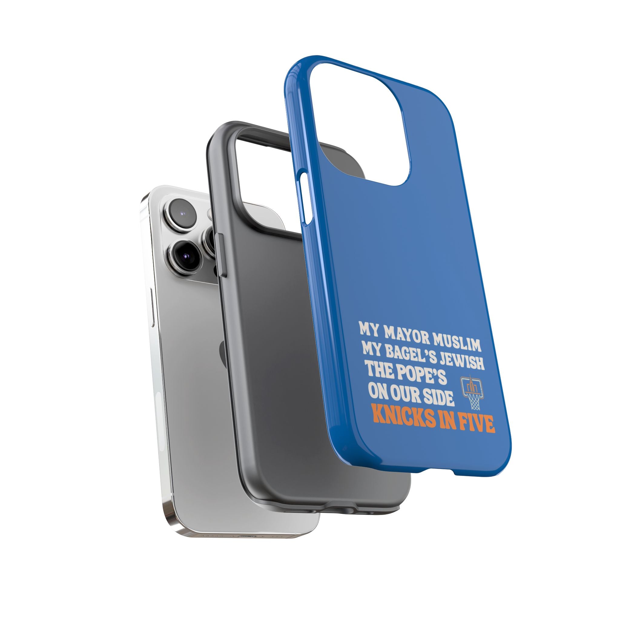 My Mayor Muslim Knicks In Five iPhone Case | My Bagel's Jewish The Pope's On Our Side NY Knicks 2026 Championship Funny Phone Cover
