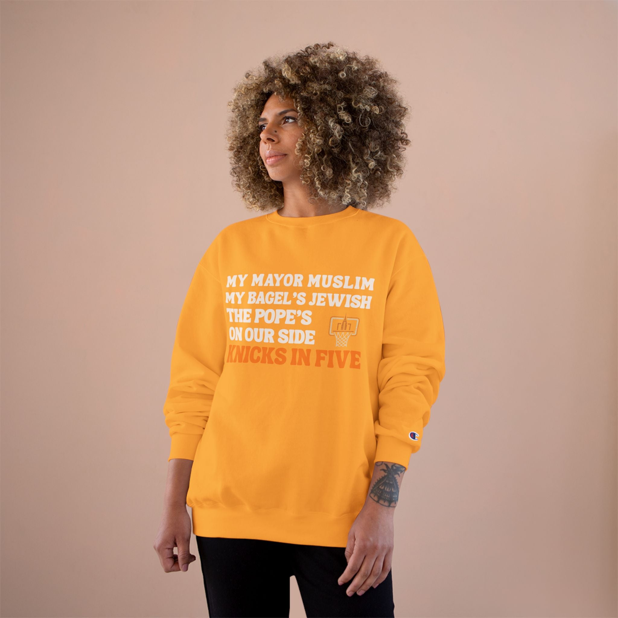 My Mayor Is Muslim My Bagel's Jewish The Pope Is On Our Side Knicks In Five Sweatshirt | Knicks NBA Champions 2026 | New York City Parade