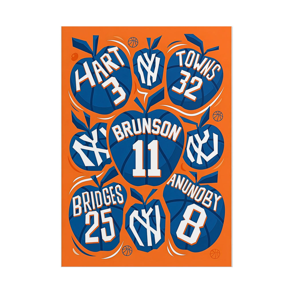 New York Knicks 2026 Championship Wall Art | Brunson and Team Retro Print