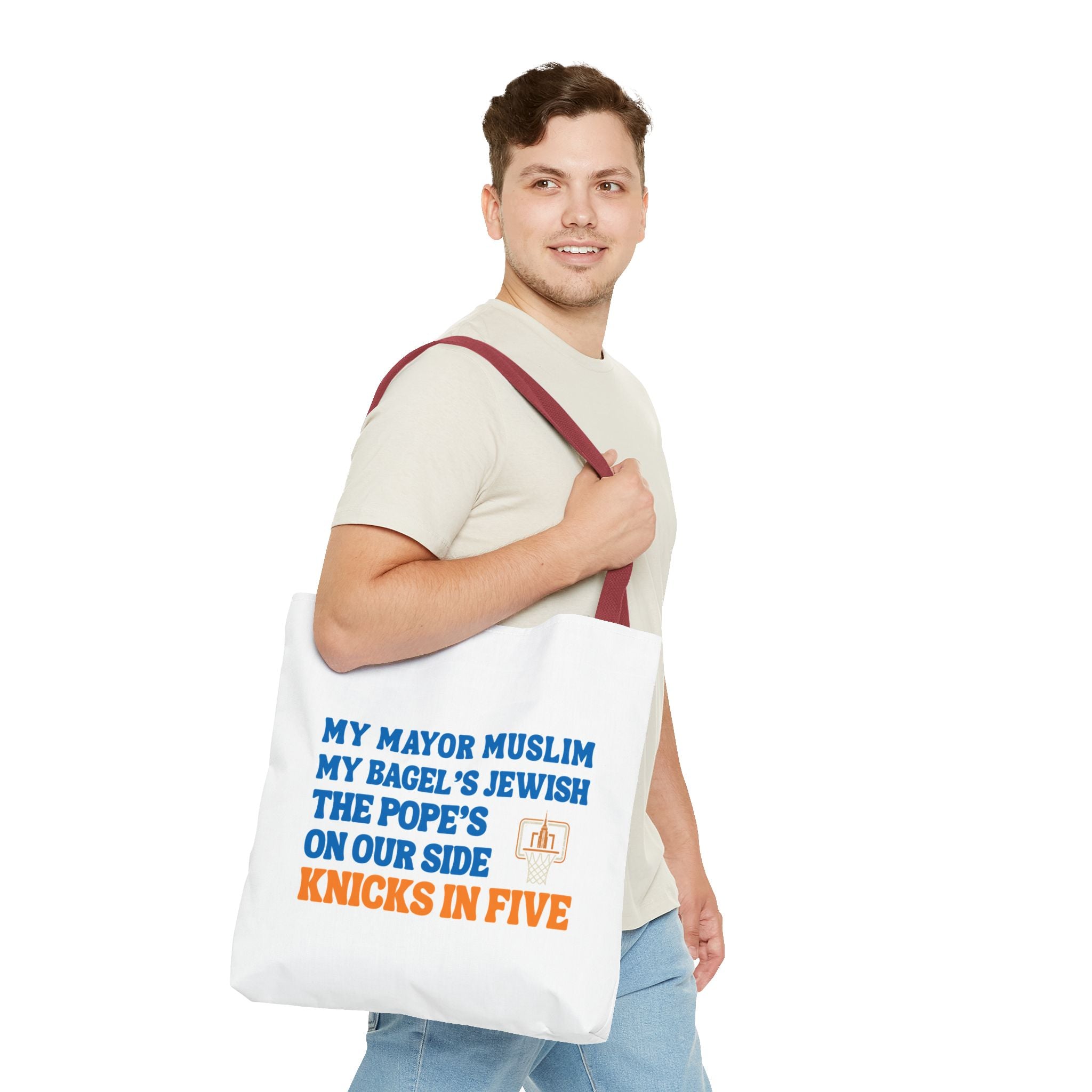 My Mayor Is Muslim My Bagel's Jewish The Pope Is On Our Side Knicks In Five Totebag | Knicks NBA Champions 2026 | New York City Parade