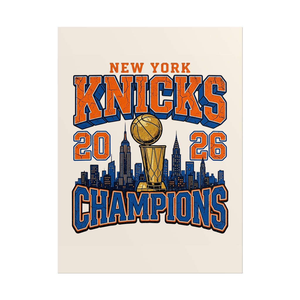 New York Knicks 2026 Champions Wall Art | Retro Skyline Poster