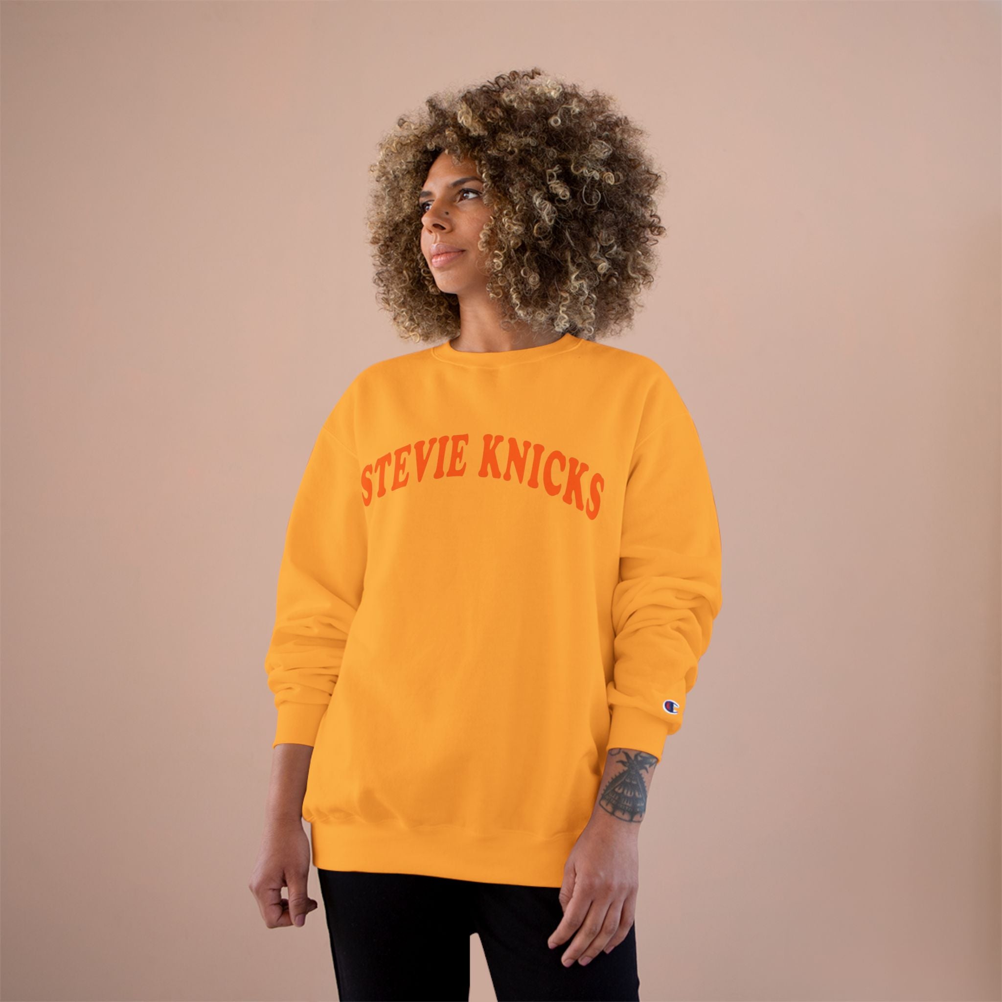 Stevie Knicks Champion Crewneck Sweatshirt | Viral NBA Knicks Swiftie Squad Sweatshirt