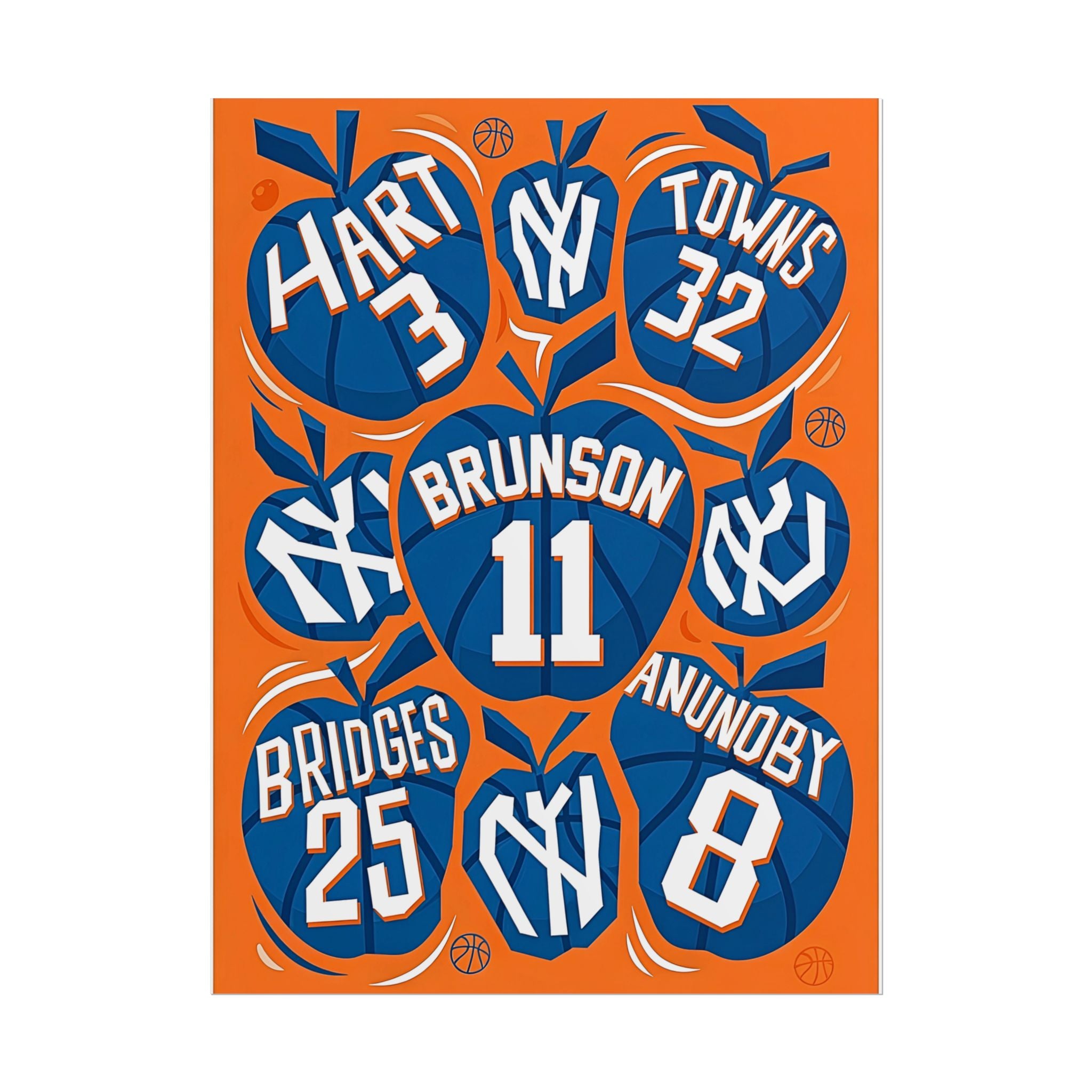 New York Knicks 2026 Championship Wall Art | Brunson and Team Retro Print