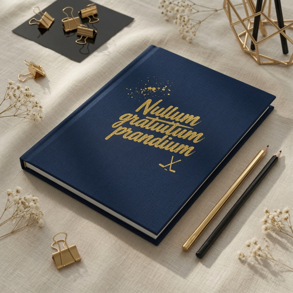 Off Campus Inspired Journal | Nullum Gratuitum Prandium (Garrett Graham Tattoo) Hardcover Notebook