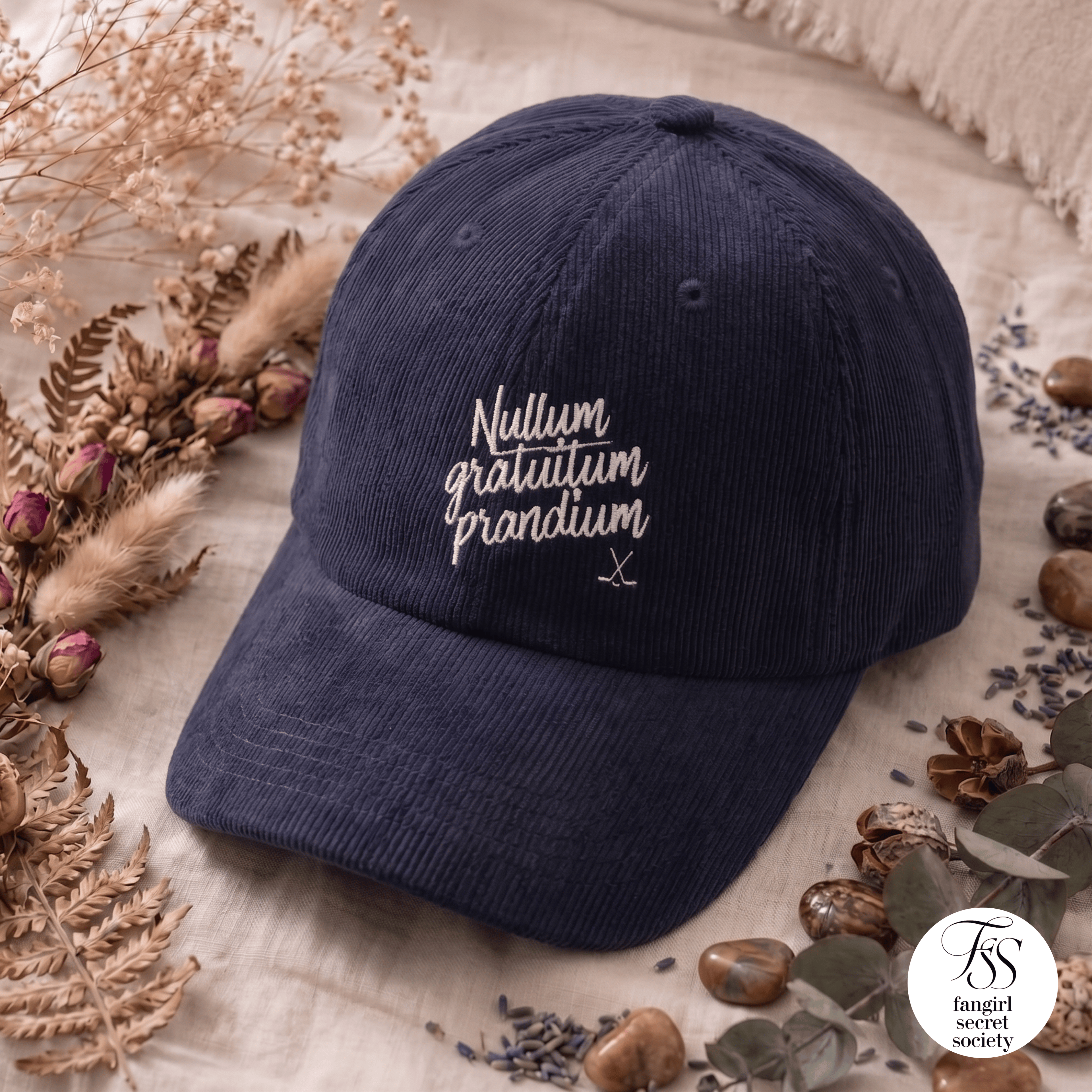 Nullum Gratuitum Prandium (Garrett Graham Tattoo) Vintage Corduroy Cap | Off Campus Inspired Embroidered Hat