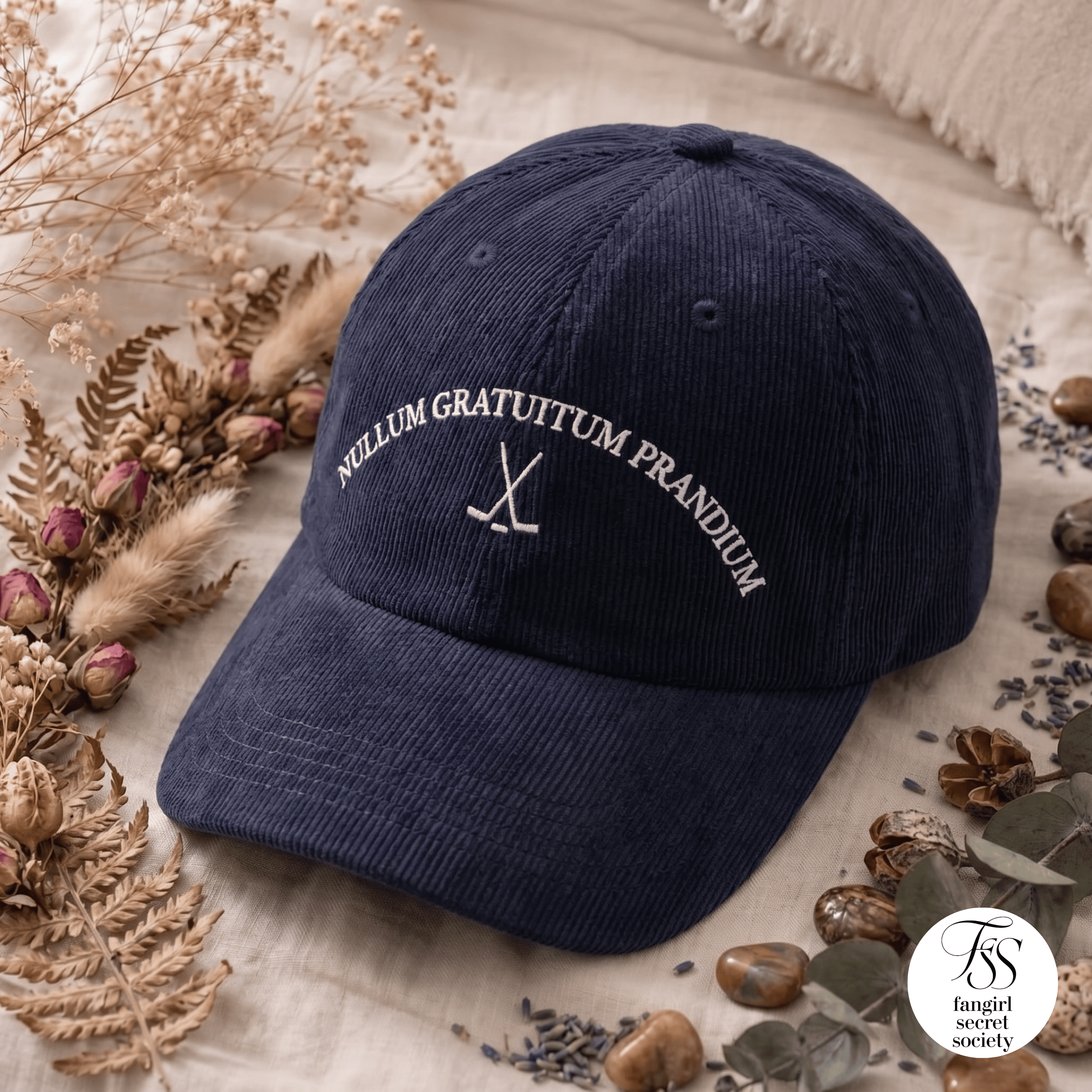 Nullum Gratuitum Prandium (Garrett Graham Tattoo) Vintage Corduroy Cap | Off Campus Inspired Embroidered Hat