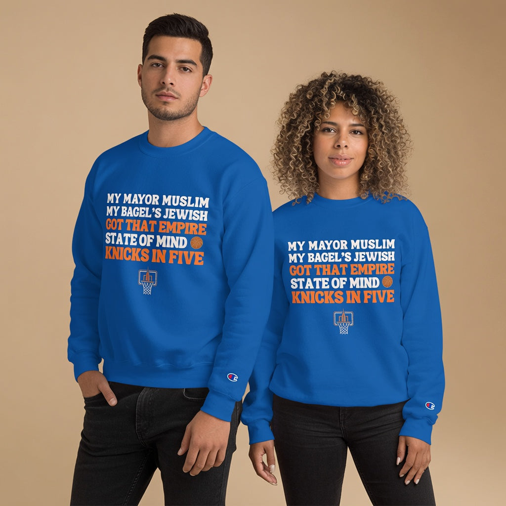 My Mayor Muslim Knicks In Five Champion Sweatshirt | NY Knicks Championship Fan Crewneck | Empire State of Mind Basketball Sweater Gift