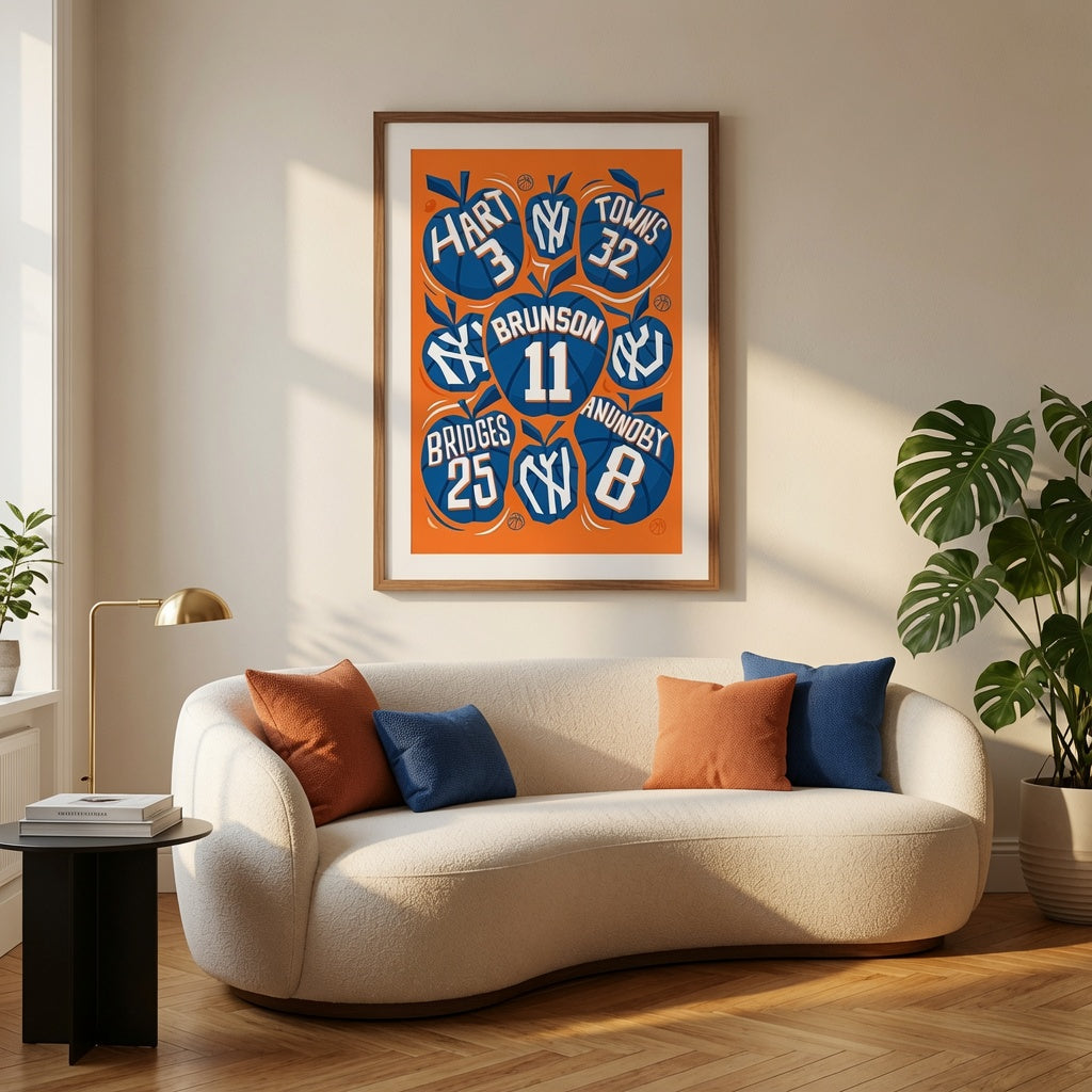 New York Knicks 2026 Championship Wall Art | Brunson and Team Retro Print