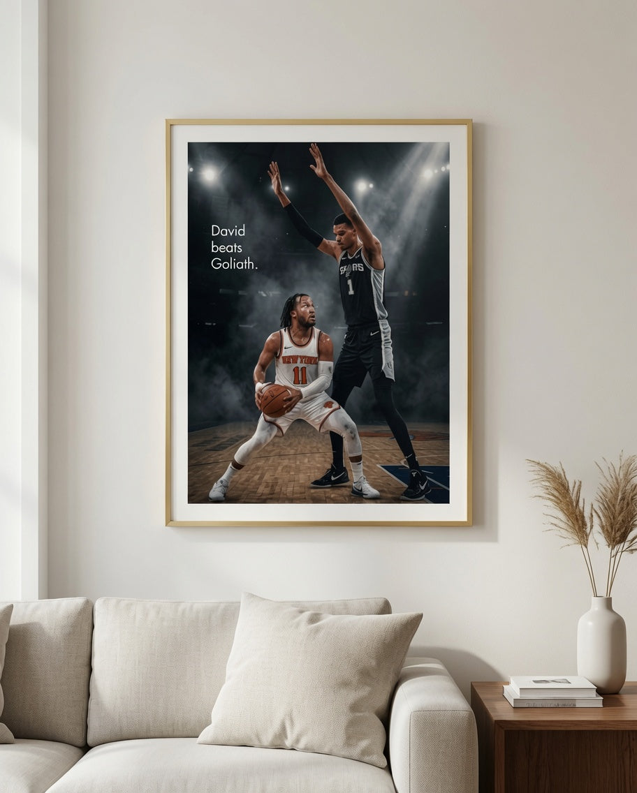 Knicks David Beats Goliath Poster | Jalen Brunson Wall Art