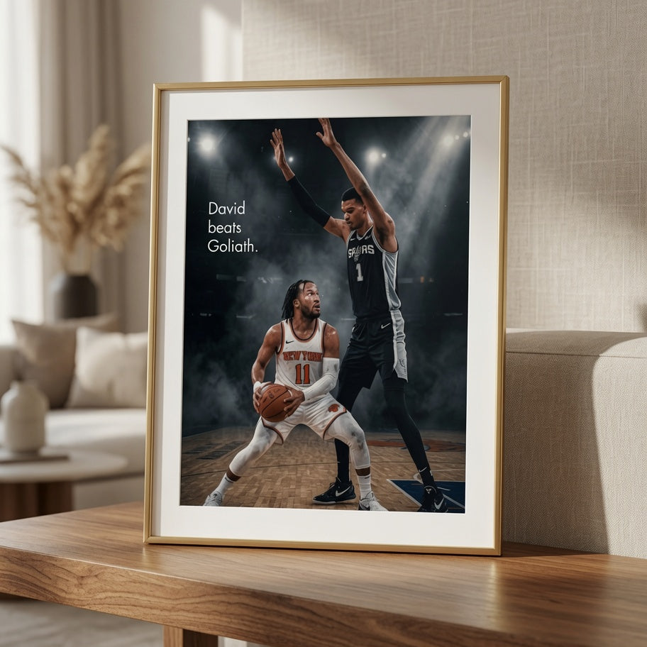 Knicks David Beats Goliath Poster | Jalen Brunson Wall Art
