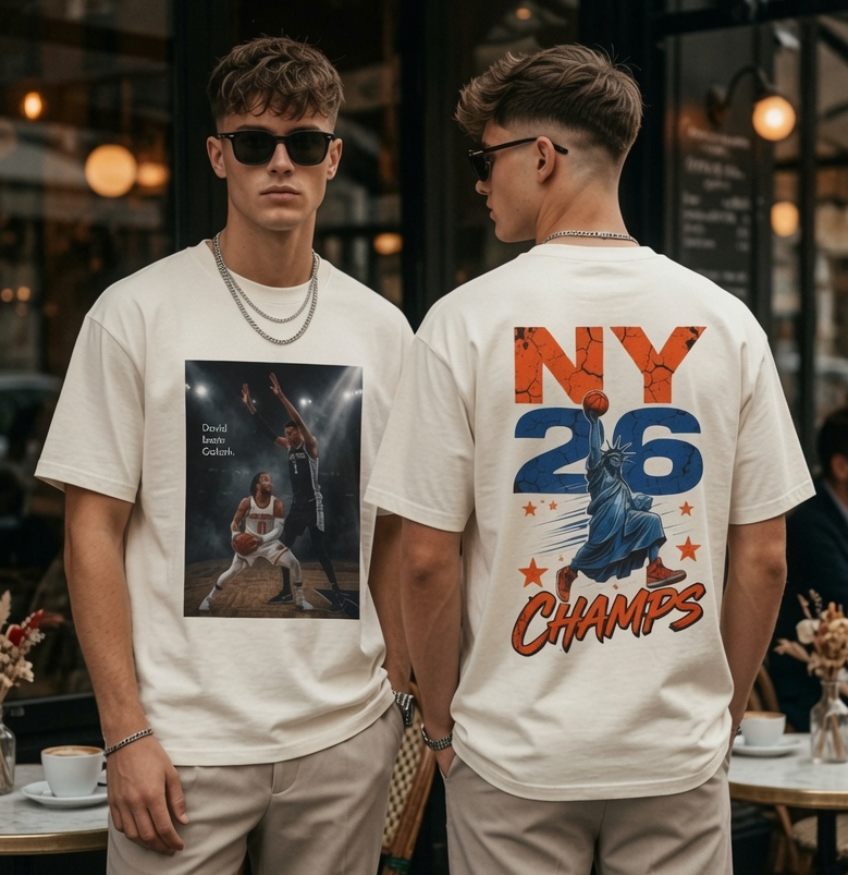 Knicks David Beats Goliath T-Shirt | 2026 NBA Champs Lady Liberty Shirt