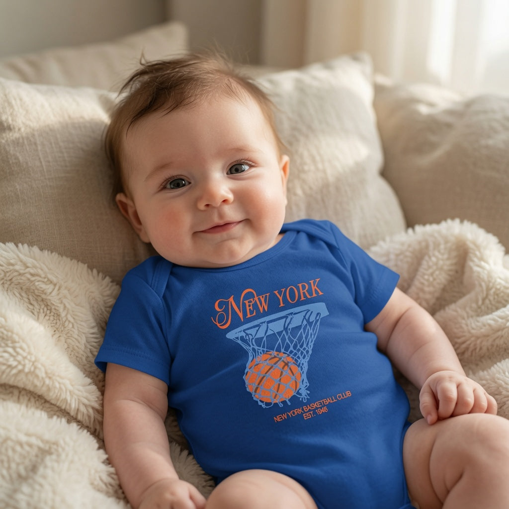 Retro New York Basketball Knicks Baby Bodysuit