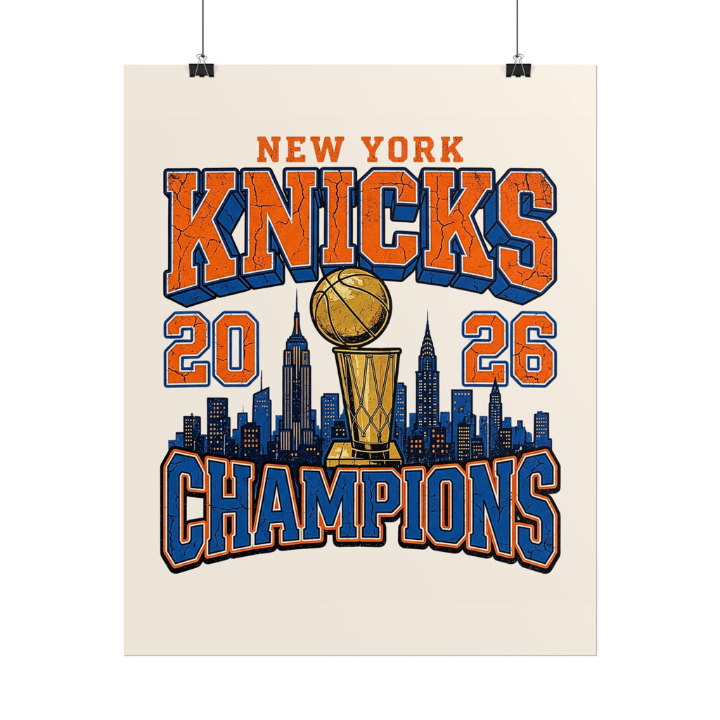 New York Knicks 2026 Champions Wall Art | Retro Skyline Poster