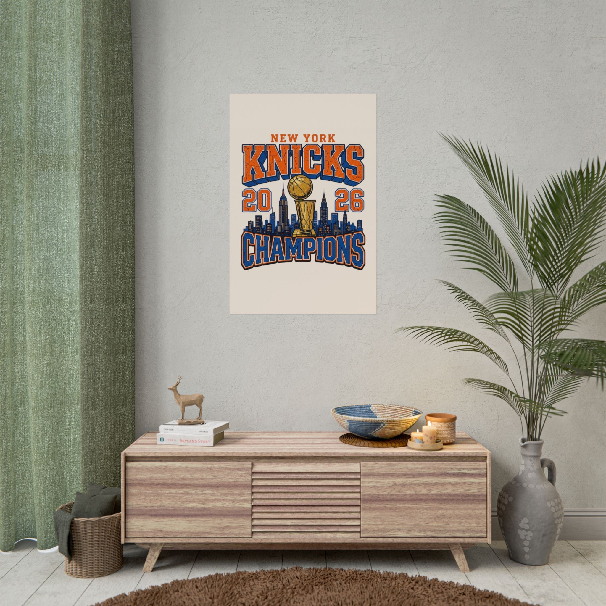 New York Knicks 2026 Champions Wall Art | Retro Skyline Poster