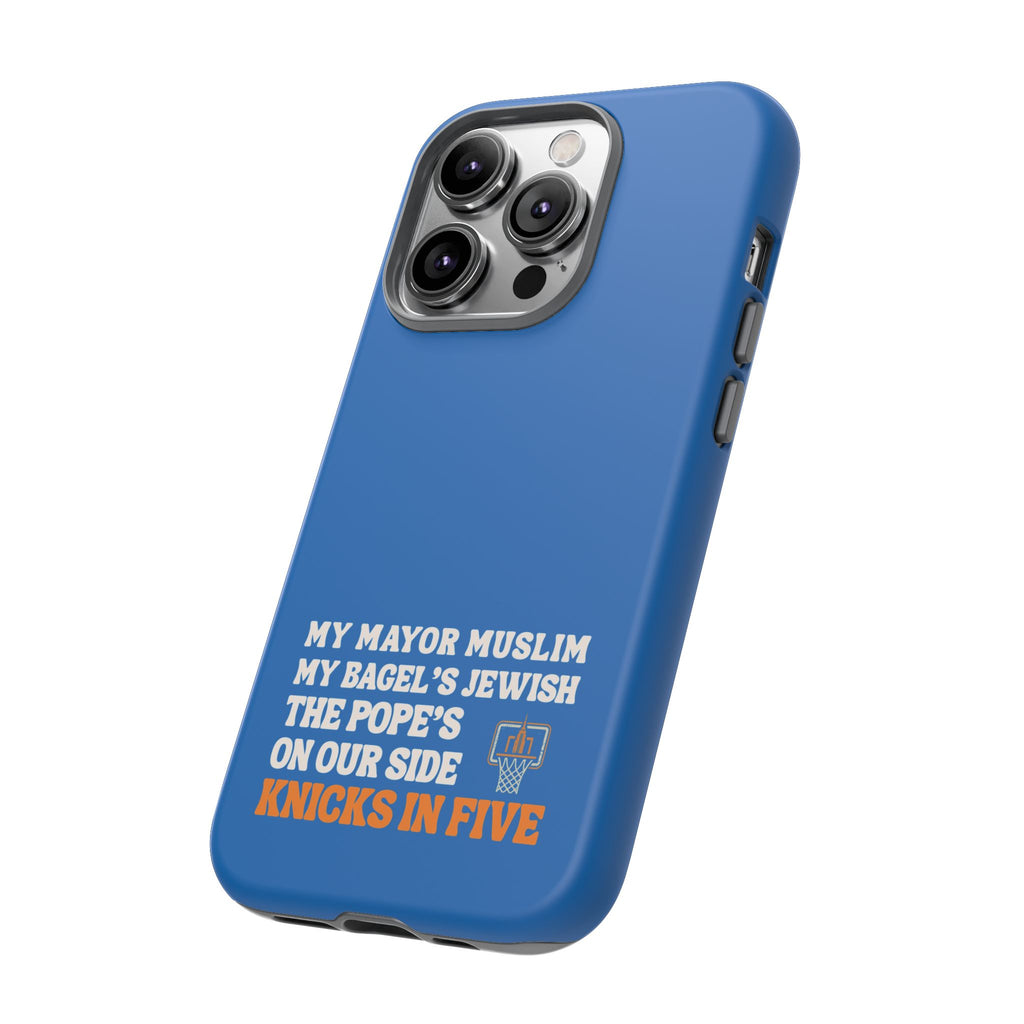 My Mayor Muslim Knicks In Five iPhone Case | My Bagel's Jewish The Pope's On Our Side NY Knicks 2026 Championship Funny Phone Cover
