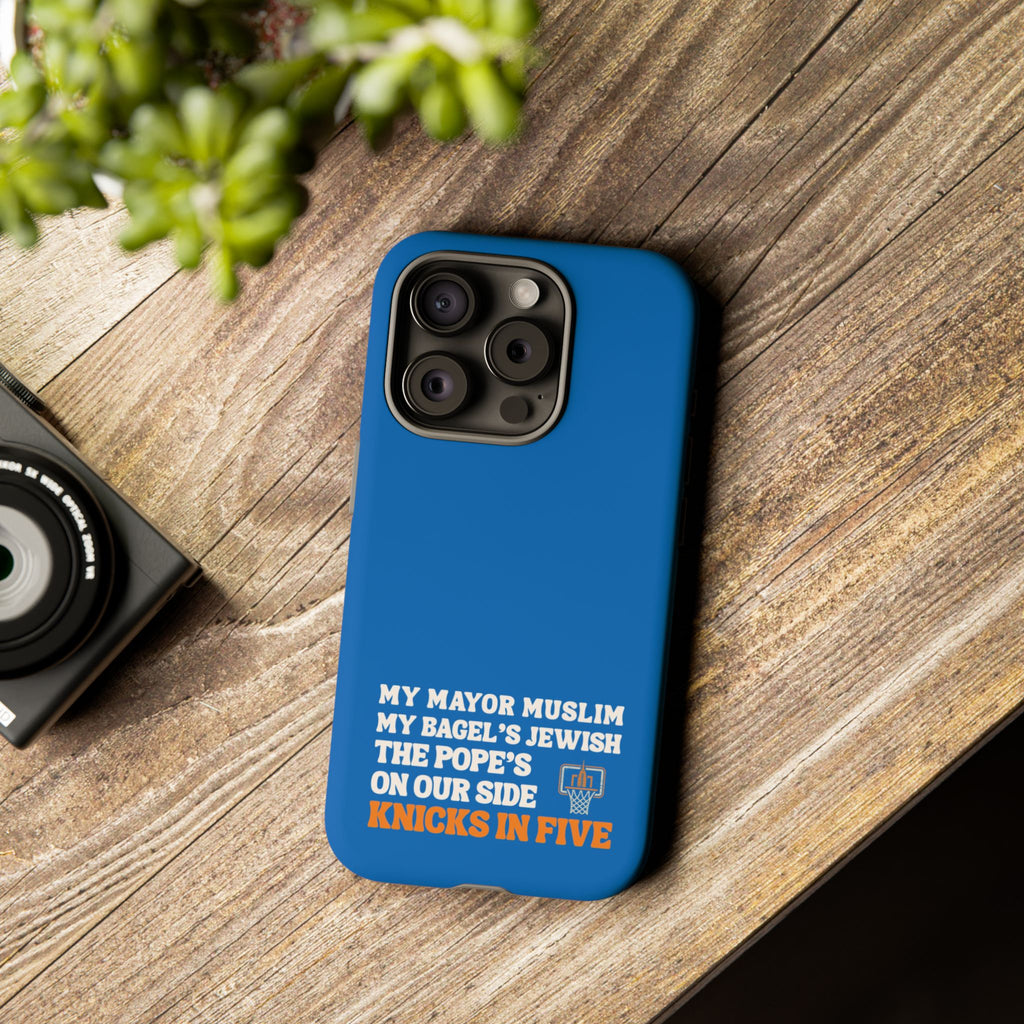 My Mayor Muslim Knicks In Five iPhone Case | My Bagel's Jewish The Pope's On Our Side NY Knicks 2026 Championship Funny Phone Cover