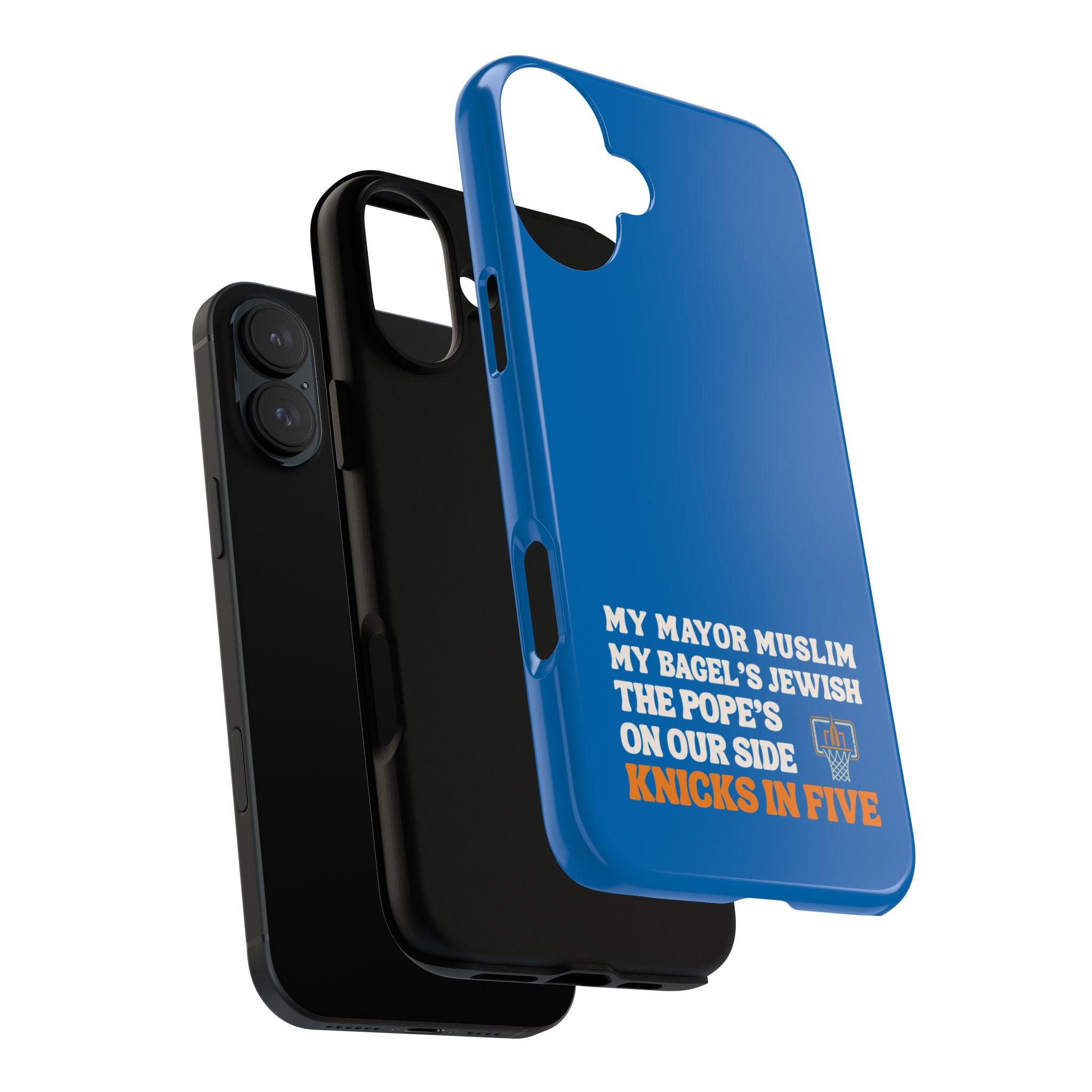 My Mayor Muslim Knicks In Five iPhone Case | My Bagel's Jewish The Pope's On Our Side NY Knicks 2026 Championship Funny Phone Cover