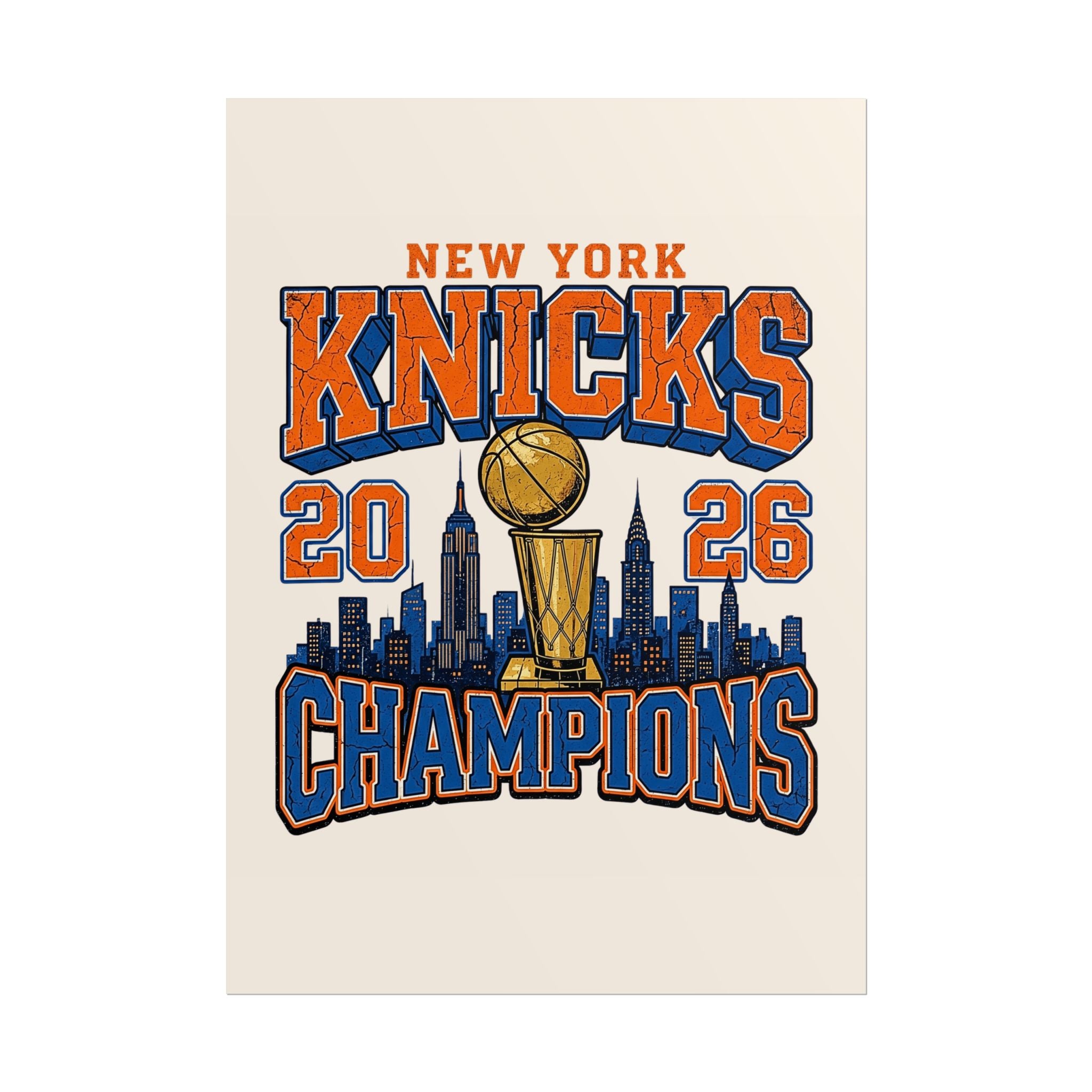 New York Knicks 2026 Champions Wall Art | Retro Skyline Poster